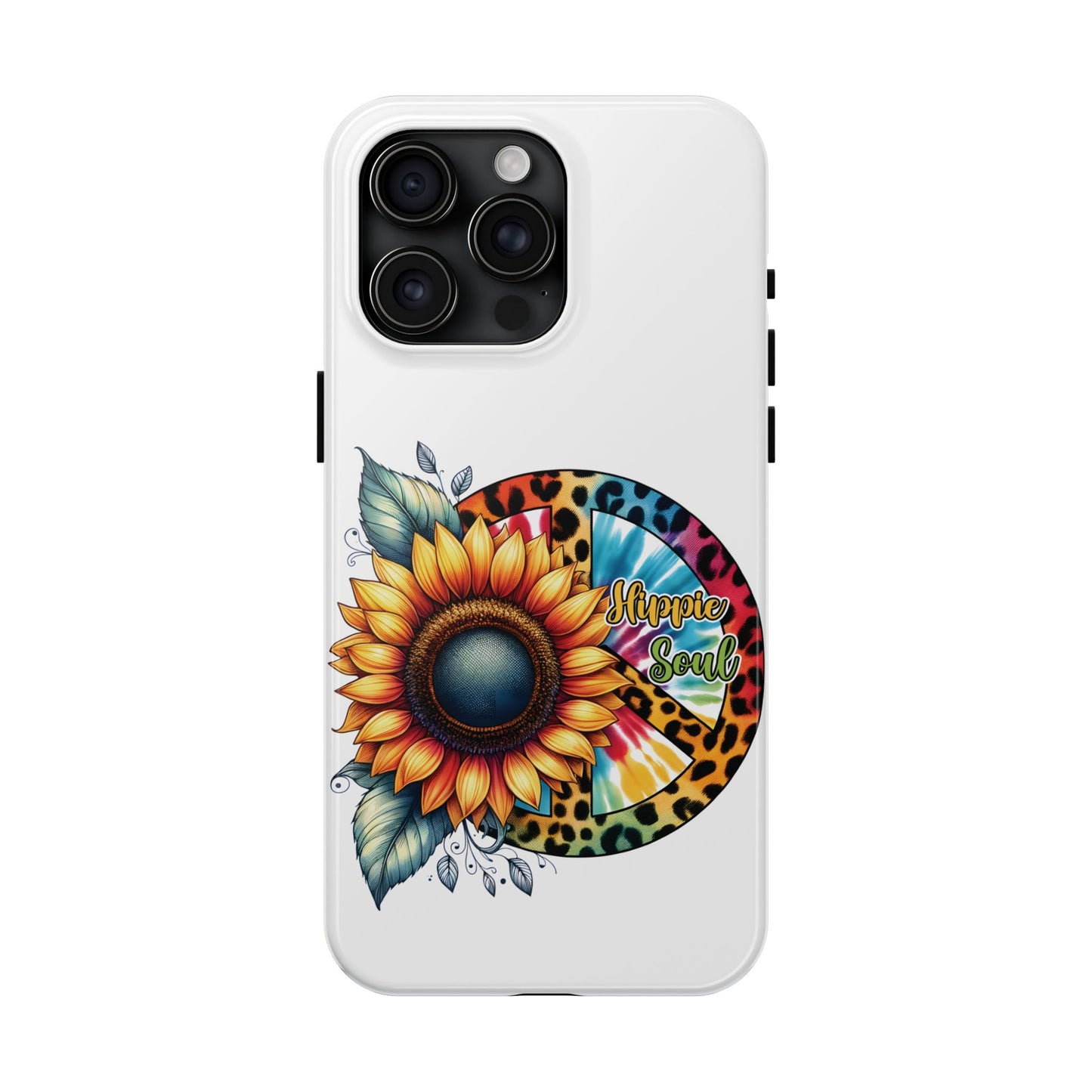 HIPPIE SOUL, SUNFLOWER, PEACE SYMBOL. Tough Phone Case.