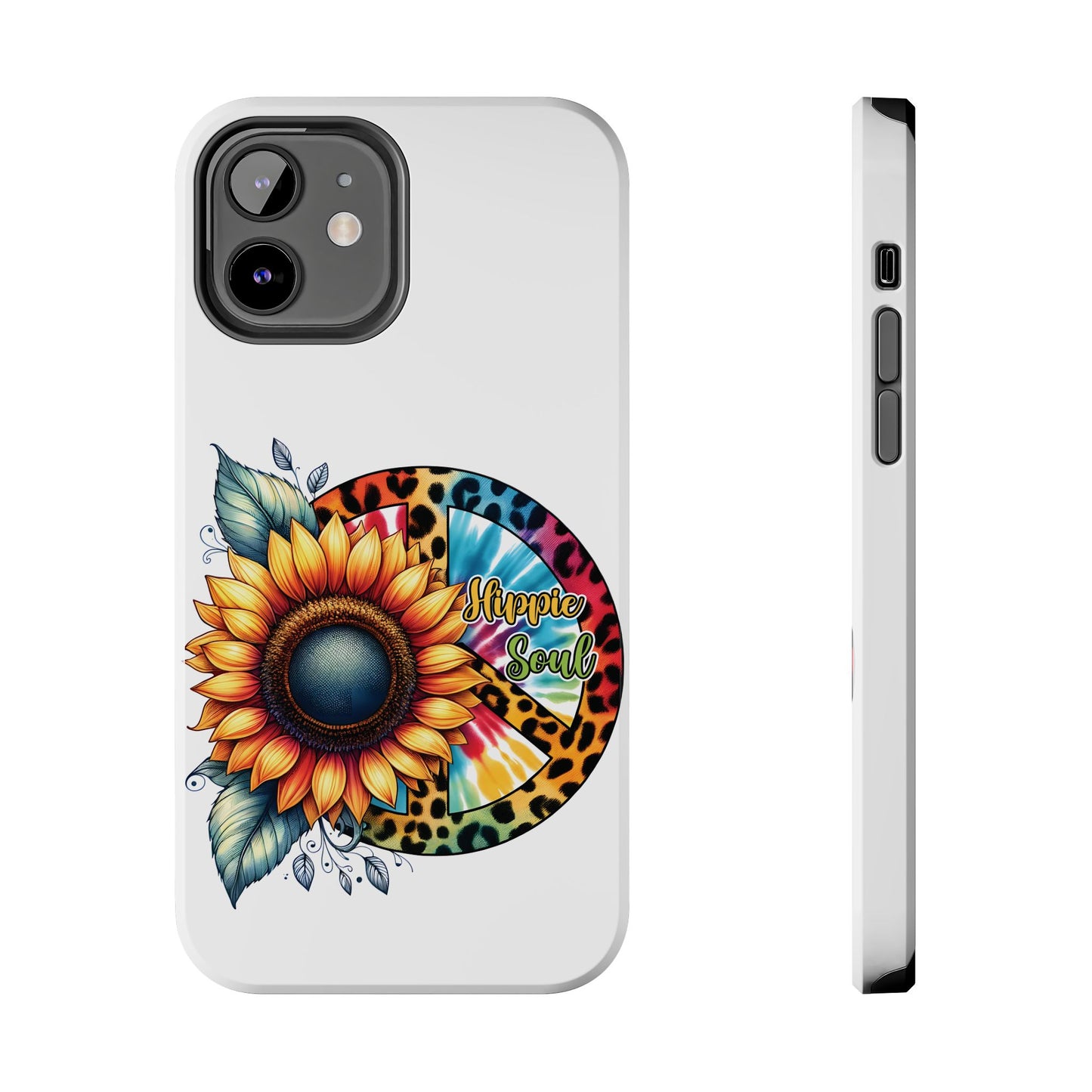 HIPPIE SOUL, SUNFLOWER, PEACE SYMBOL. Tough Phone Case.