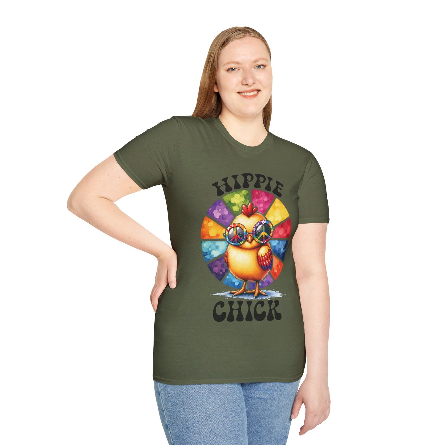 HIPPIE CHICK. Cotton, Short Sleeve, Crew Neck Tee.