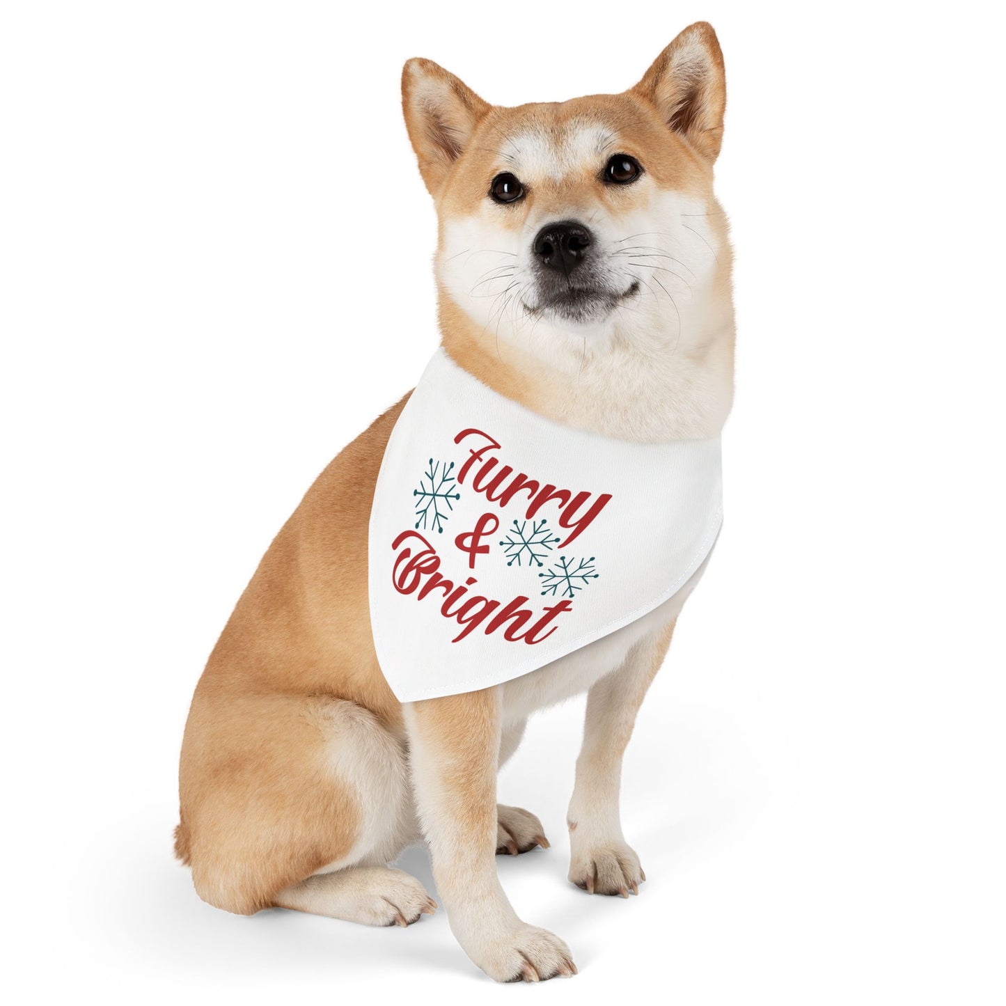 FURRY AND BRIGHT. CHRISTMAS PET HUMOR. Pet Bandana Collar in Four Sizes.