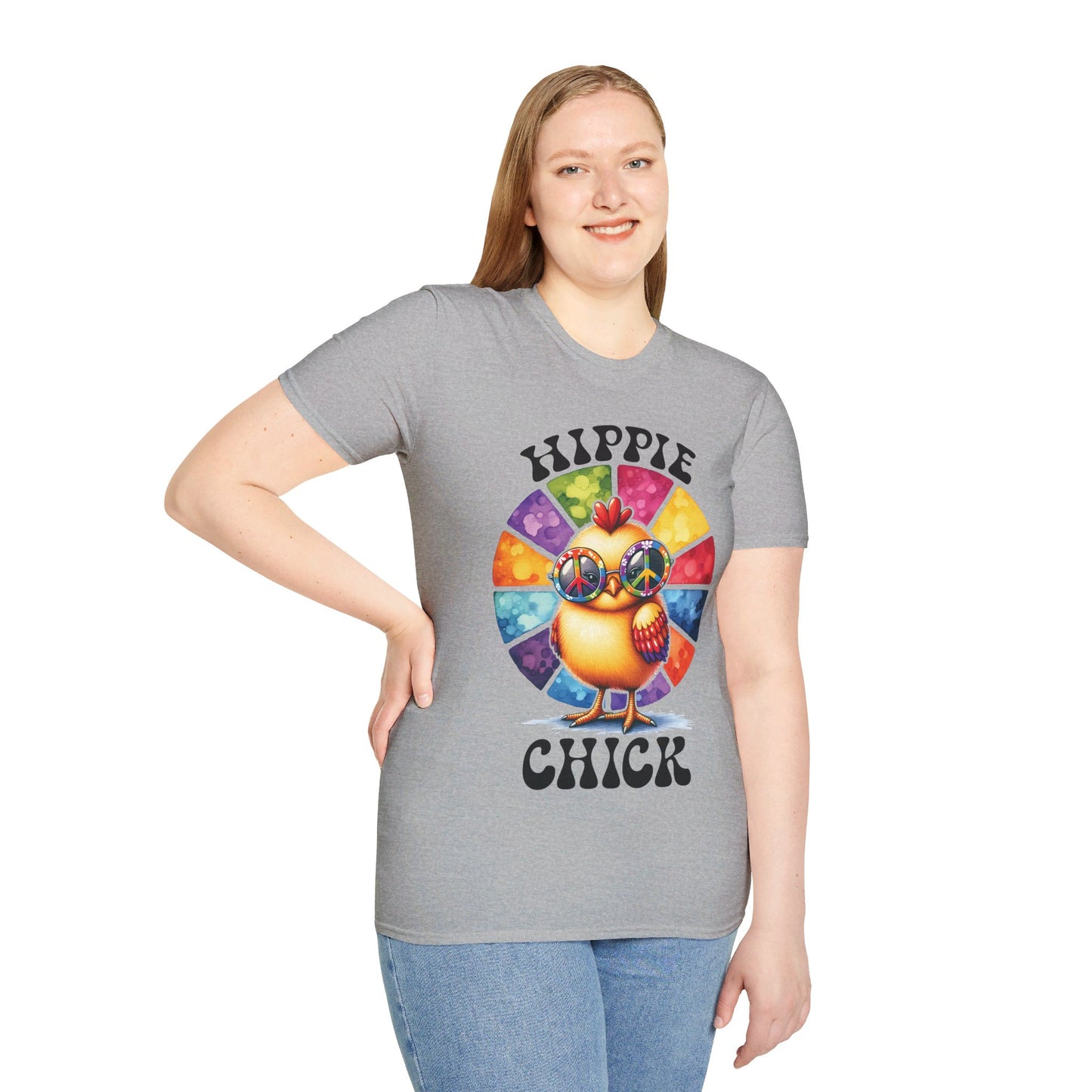 HIPPIE CHICK. Cotton, Short Sleeve, Crew Neck Tee.