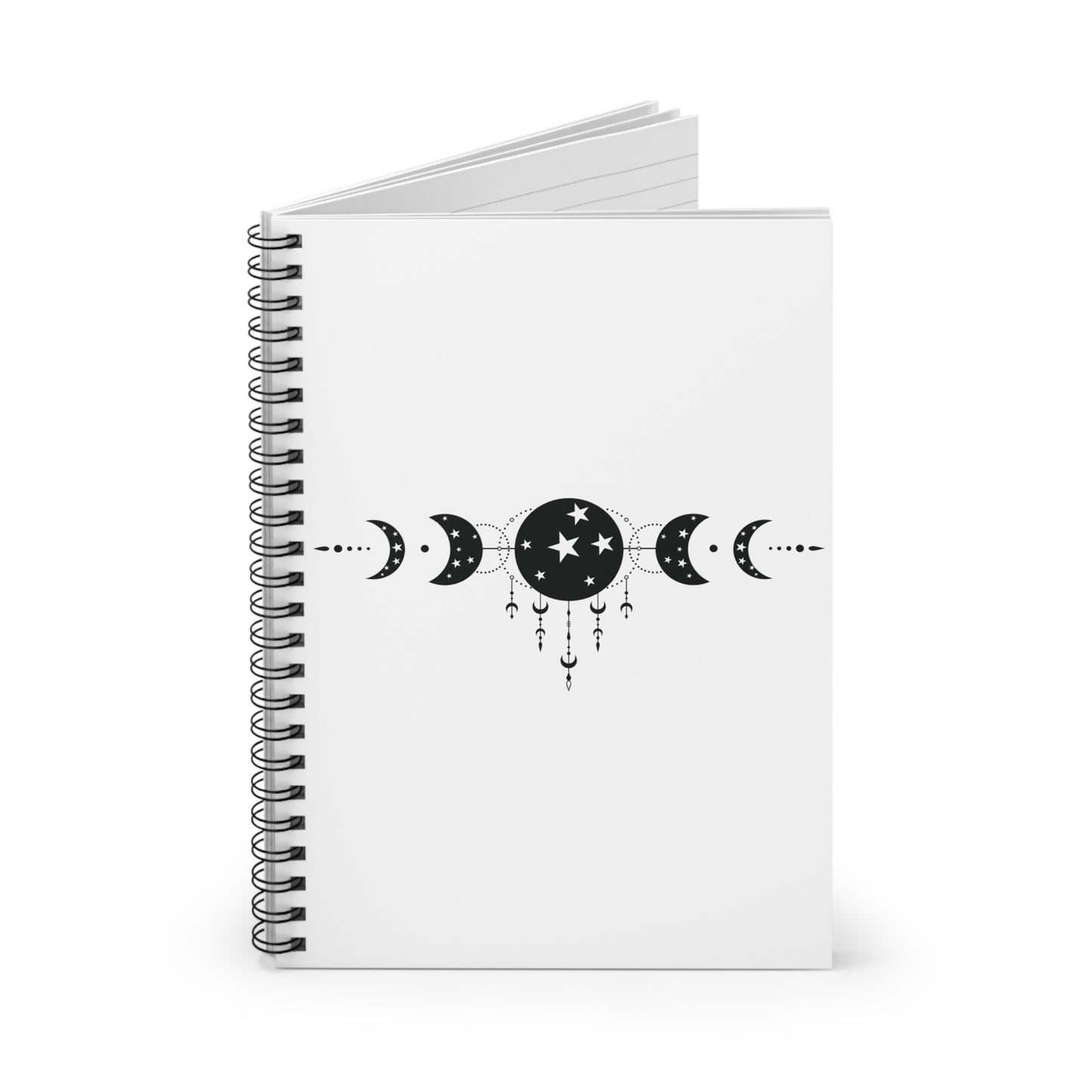 MYSTIC MOON, CELESTIAL MOON PHASE. Spiral Notebook, Ruled Line, Diary, Journal.