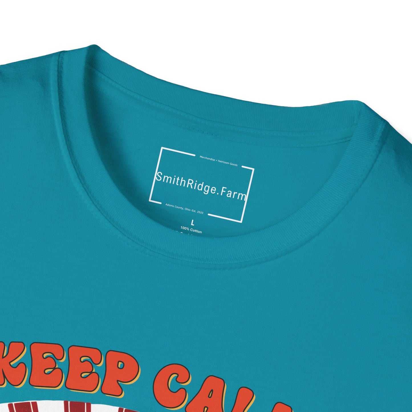 KEEP CALM, DREAM ON. HIPPIE HUMOR. Cotton, Short Sleeve, Crew Neck Tee.