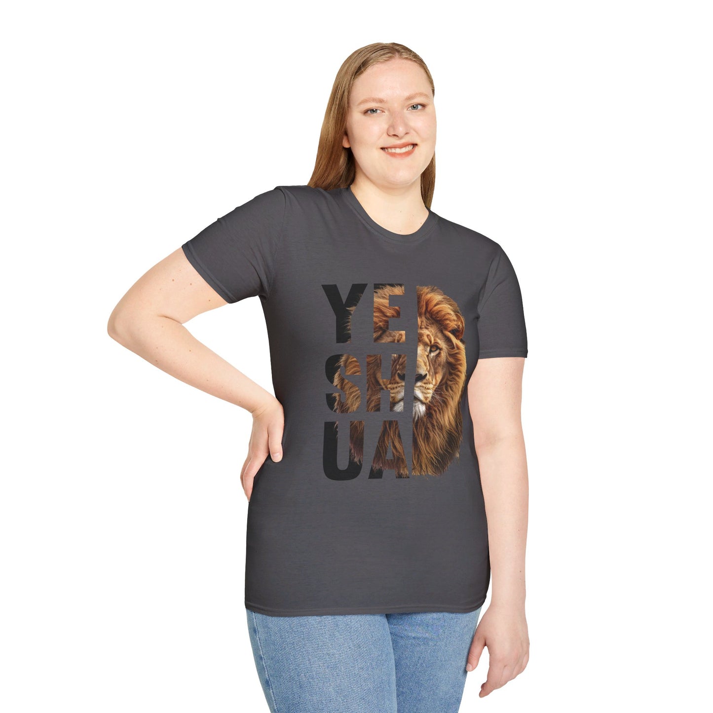 YESHUA, LION OF JUDAH. Cotton, Short Sleeve, Crew Neck Tee.