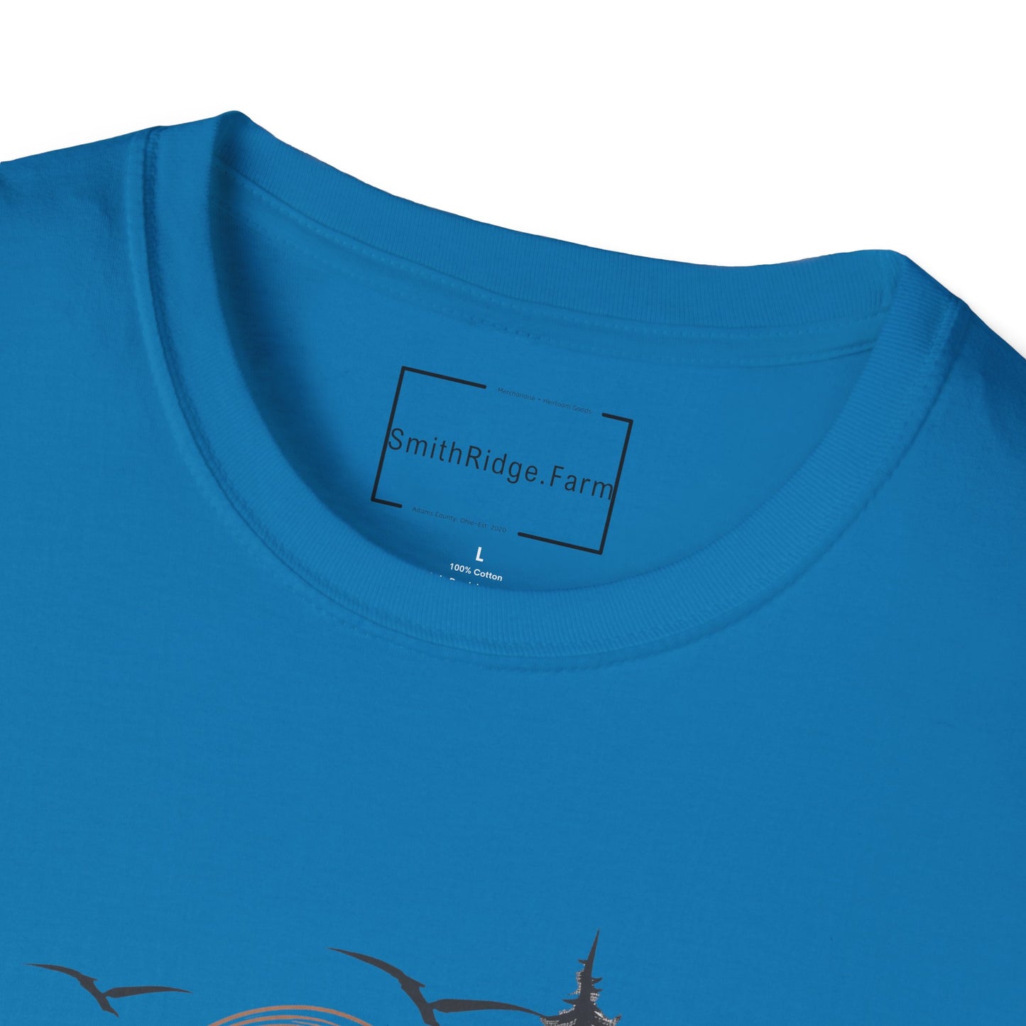 LIFE IS BETTER AROUND HERE. CABIN IN THE WOODS. Cotton, Short Sleeve, Crew Neck Tee.
