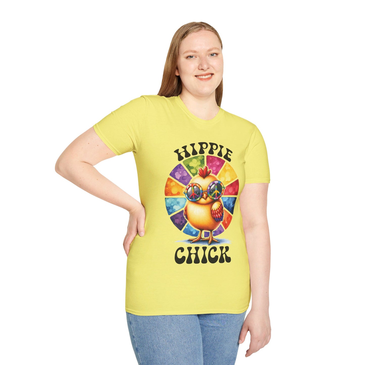 HIPPIE CHICK. Cotton, Short Sleeve, Crew Neck Tee.