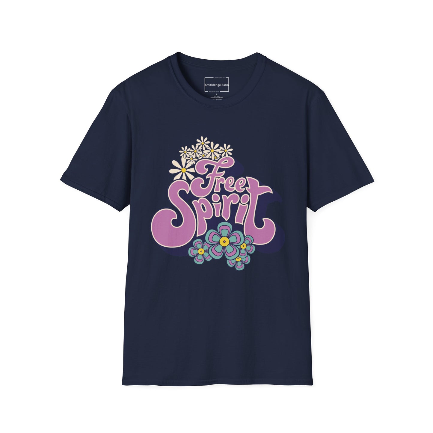 FREE SPIRIT. Cotton, Short Sleeve, Crew Neck Tee.