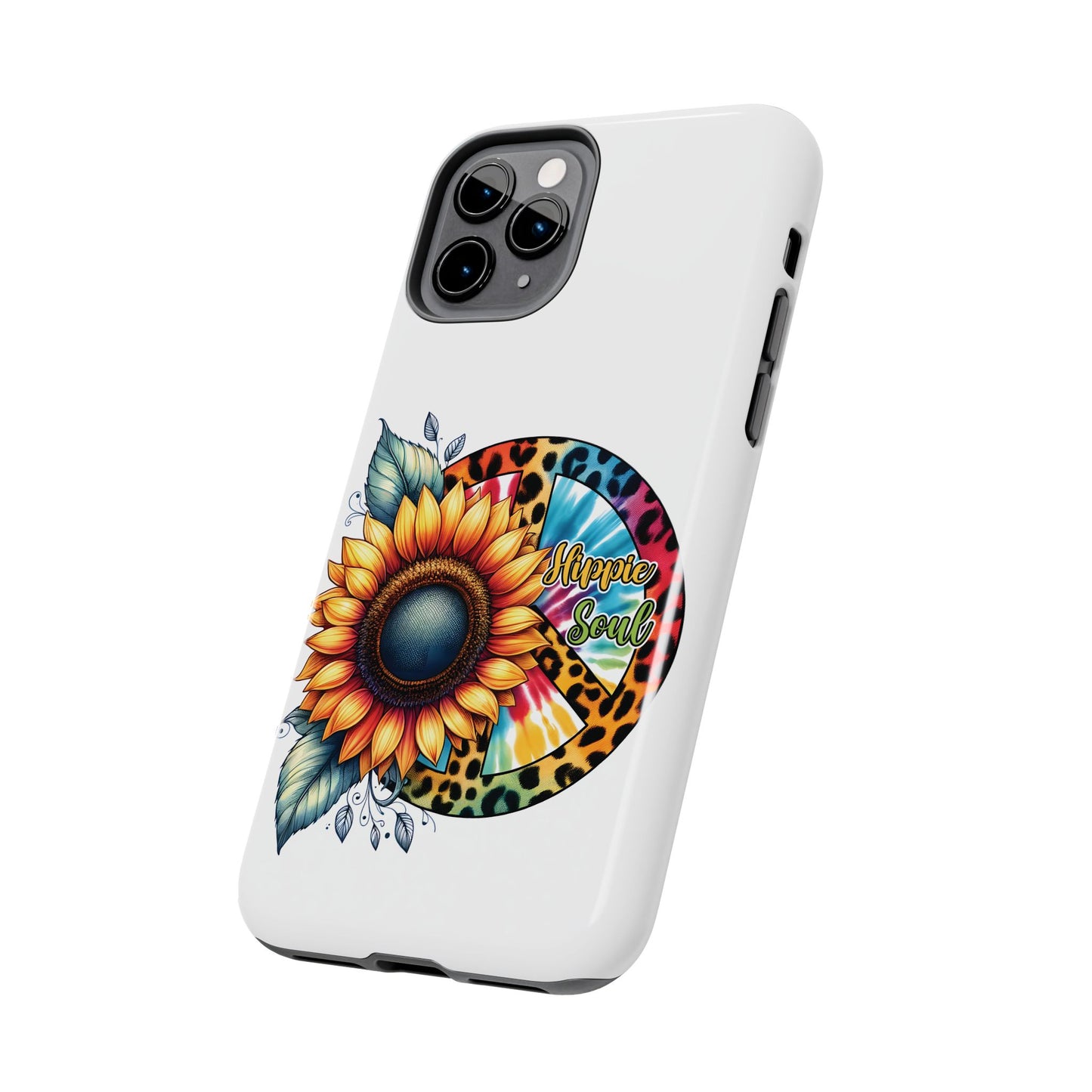 HIPPIE SOUL, SUNFLOWER, PEACE SYMBOL. Tough Phone Case.