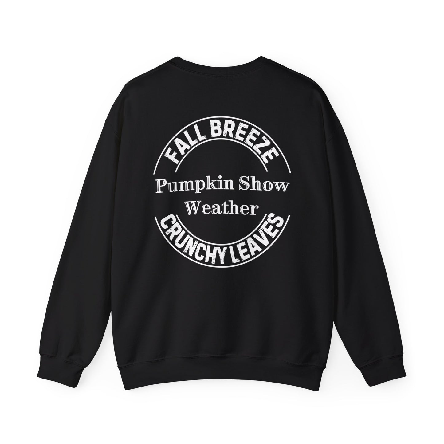 FALL LEAVES PLUS CRUNCHY LEAVES EQUALS PUMPKIN SHOW. Unisex Heavy Blend Crewneck Sweatshirt in Dark Colors.
