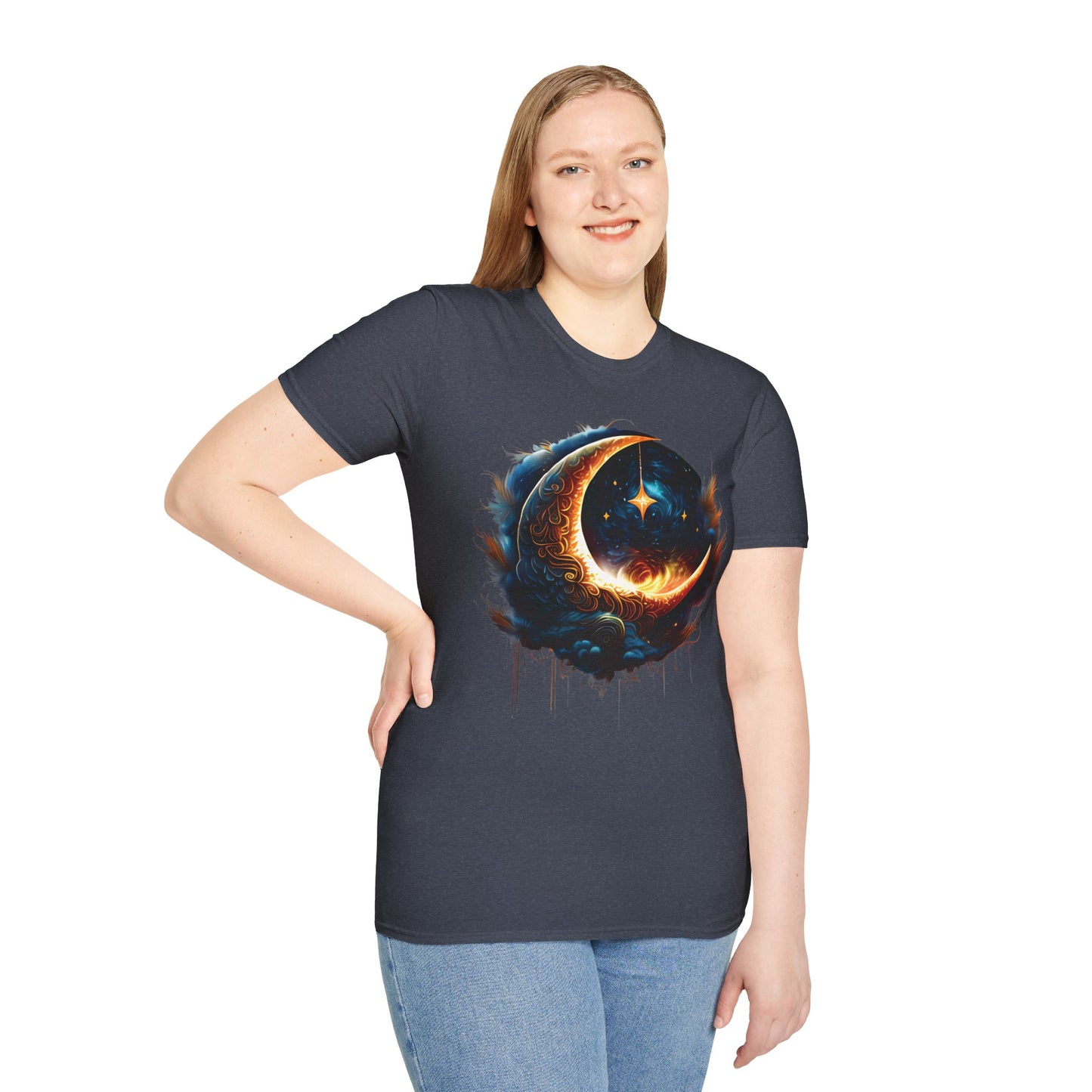CELESTIAL, MYSTICAL MOON. Cotton, Short Sleeve, Crew Neck Tee