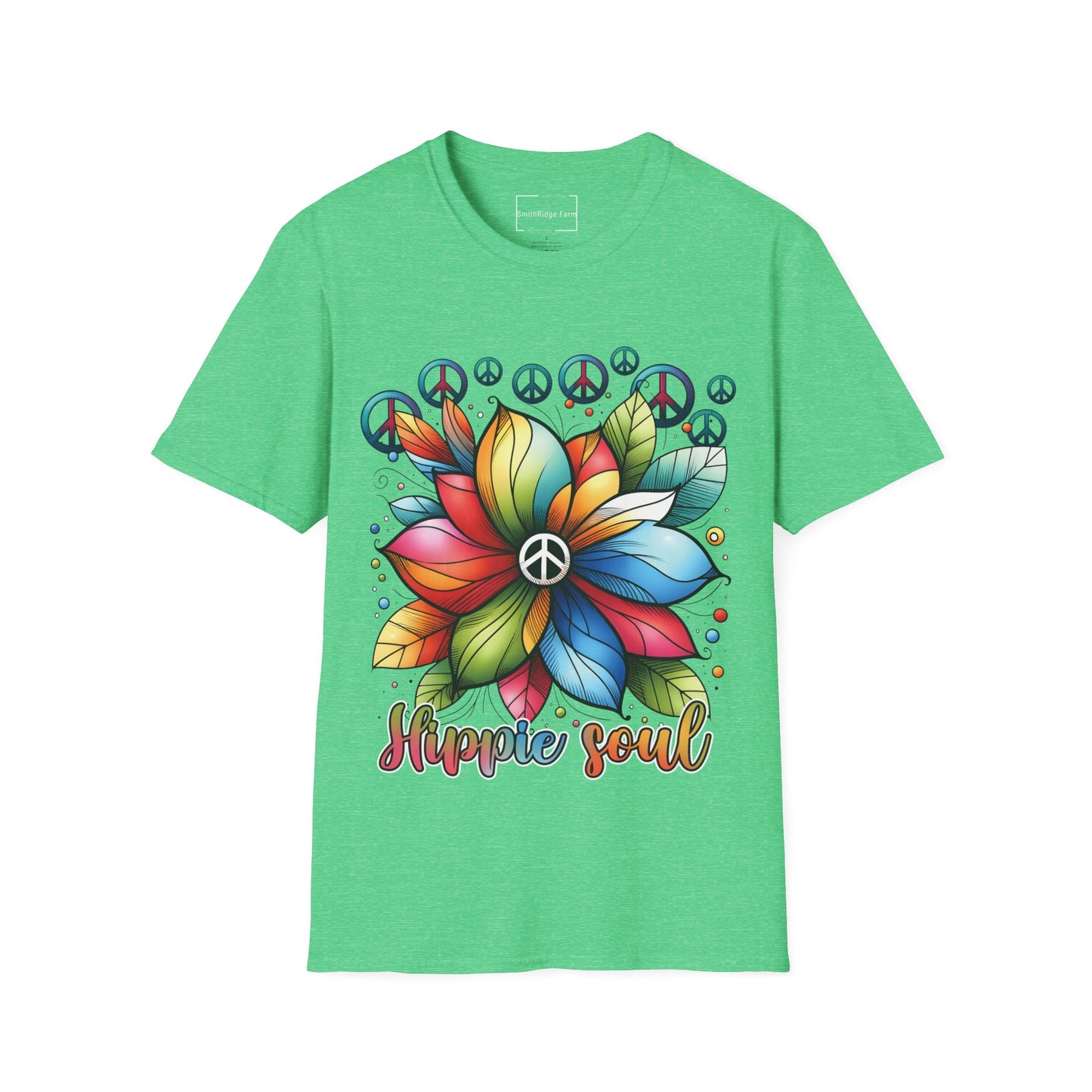 HIPPIE SOUL, PEACE SIGN. Cotton, Short Sleeve, Crew Neck Tee.