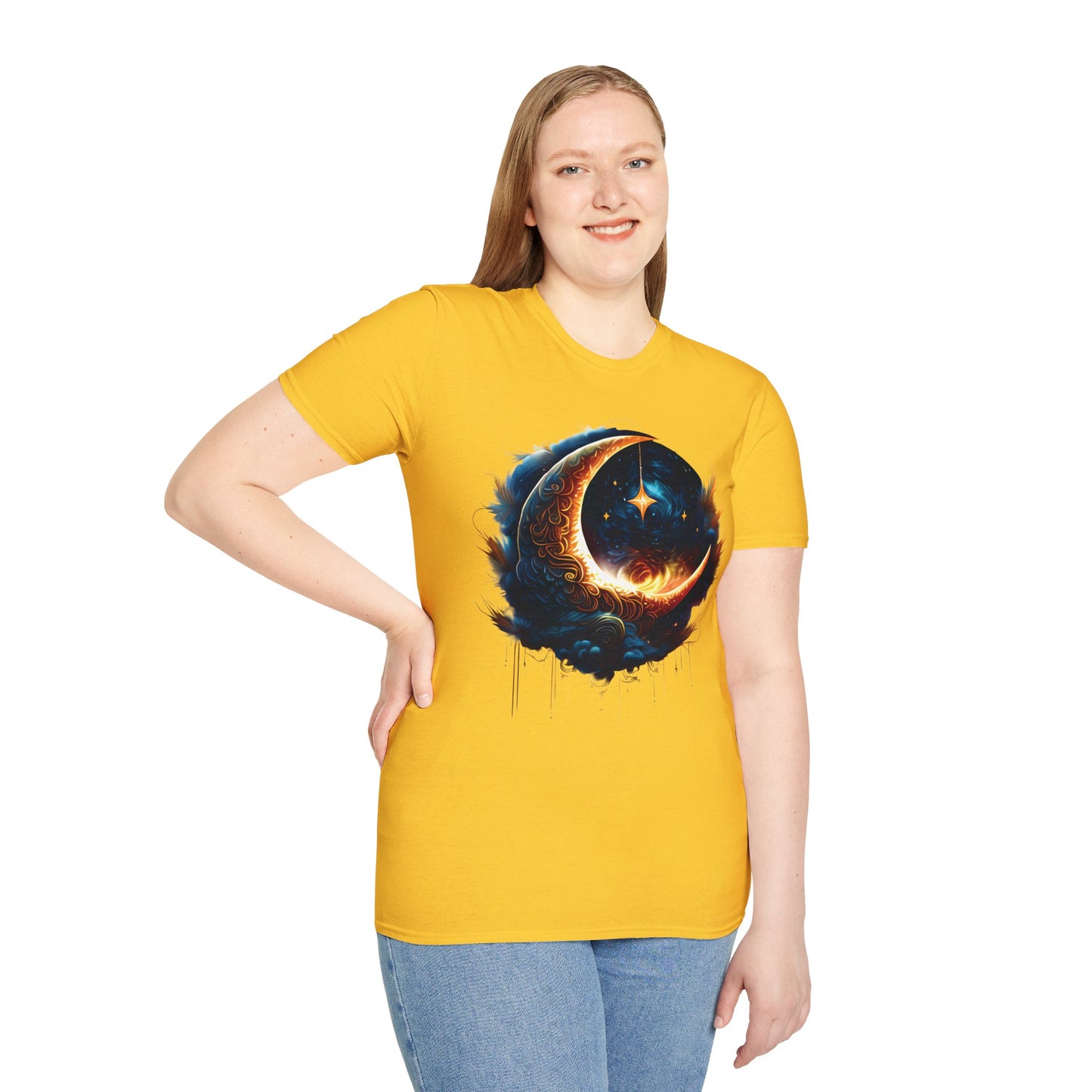 CELESTIAL, MYSTICAL MOON. Cotton, Short Sleeve, Crew Neck Tee