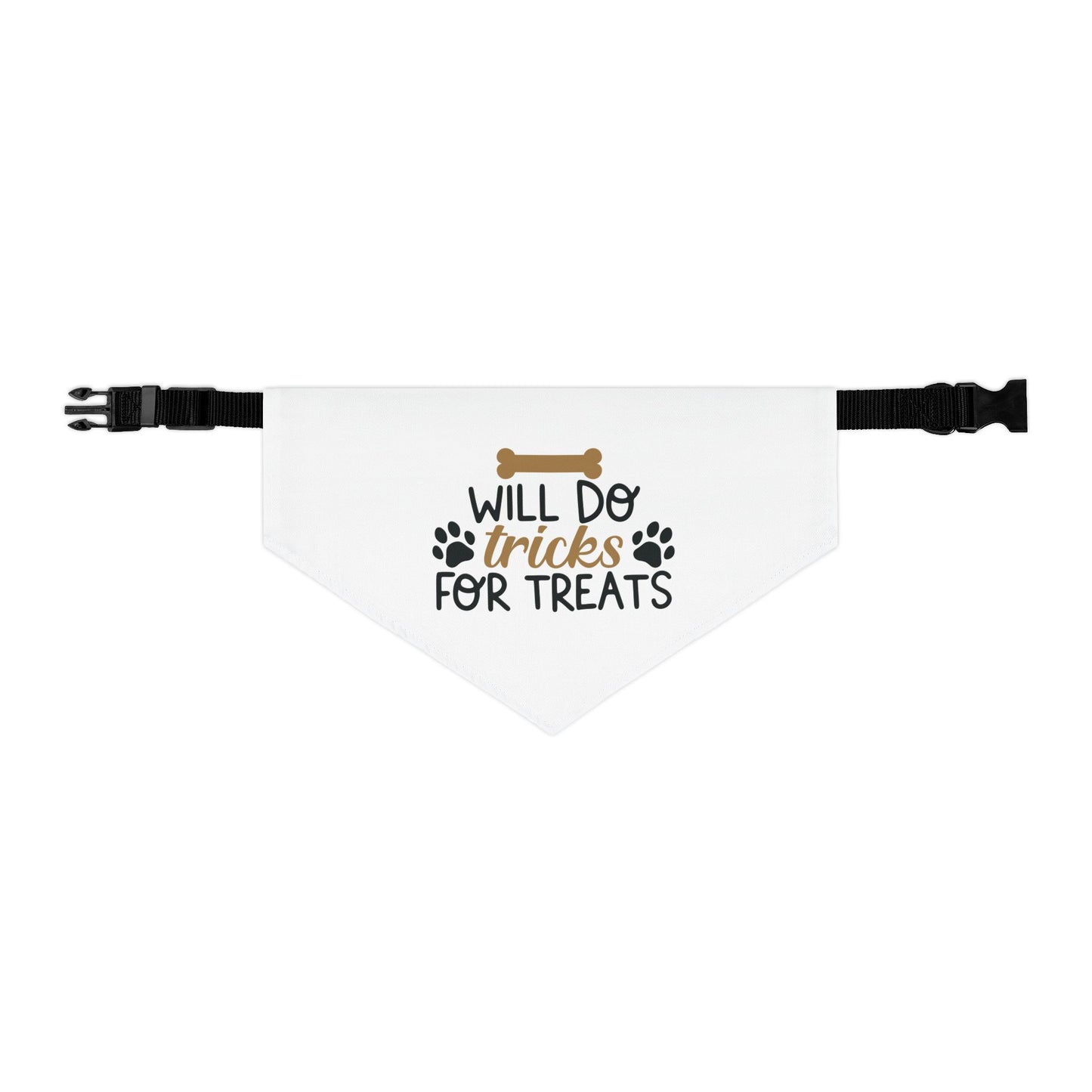 WILL DO TRICKS FOR TREATS. PET HUMOR. Pet Bandana Collar in Four Sizes.