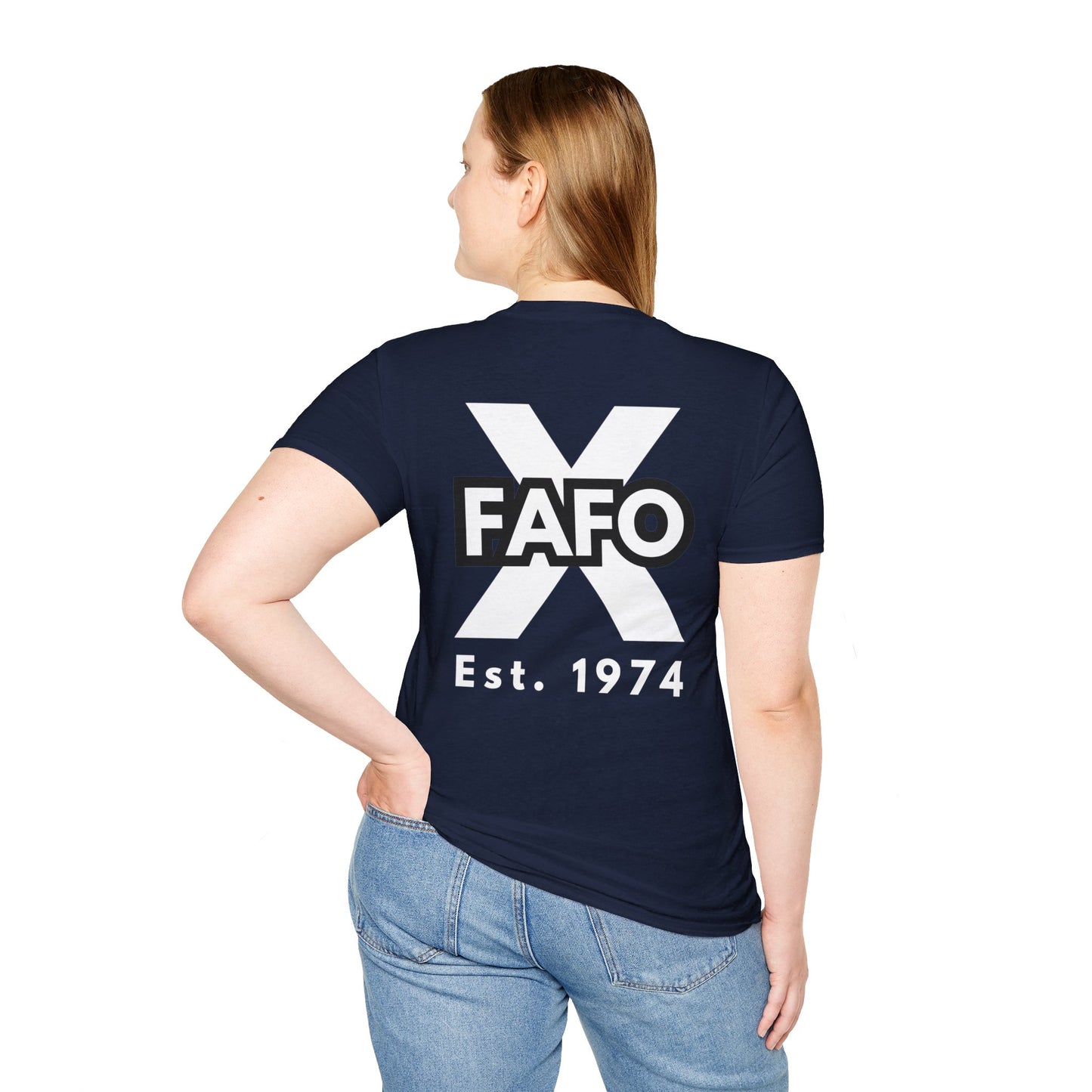 GEN X, THE FAFO CREW, Est 1974. Cotton, Short Sleeve, Crew Neck Tee in Dark Colors.