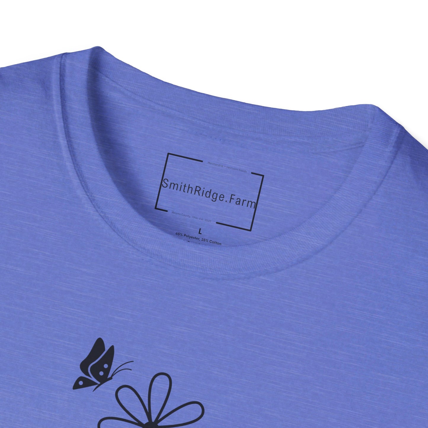 FAITH, HOPE, LOVE, FLOWERS. Cotton, Short Sleeve, Crew Neck Tee in Light Colors.