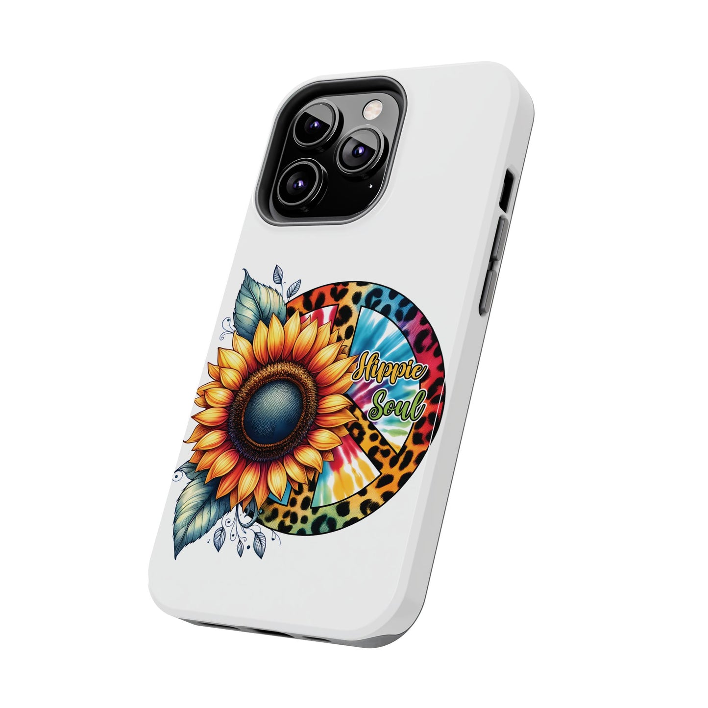 HIPPIE SOUL, SUNFLOWER, PEACE SYMBOL. Tough Phone Case.