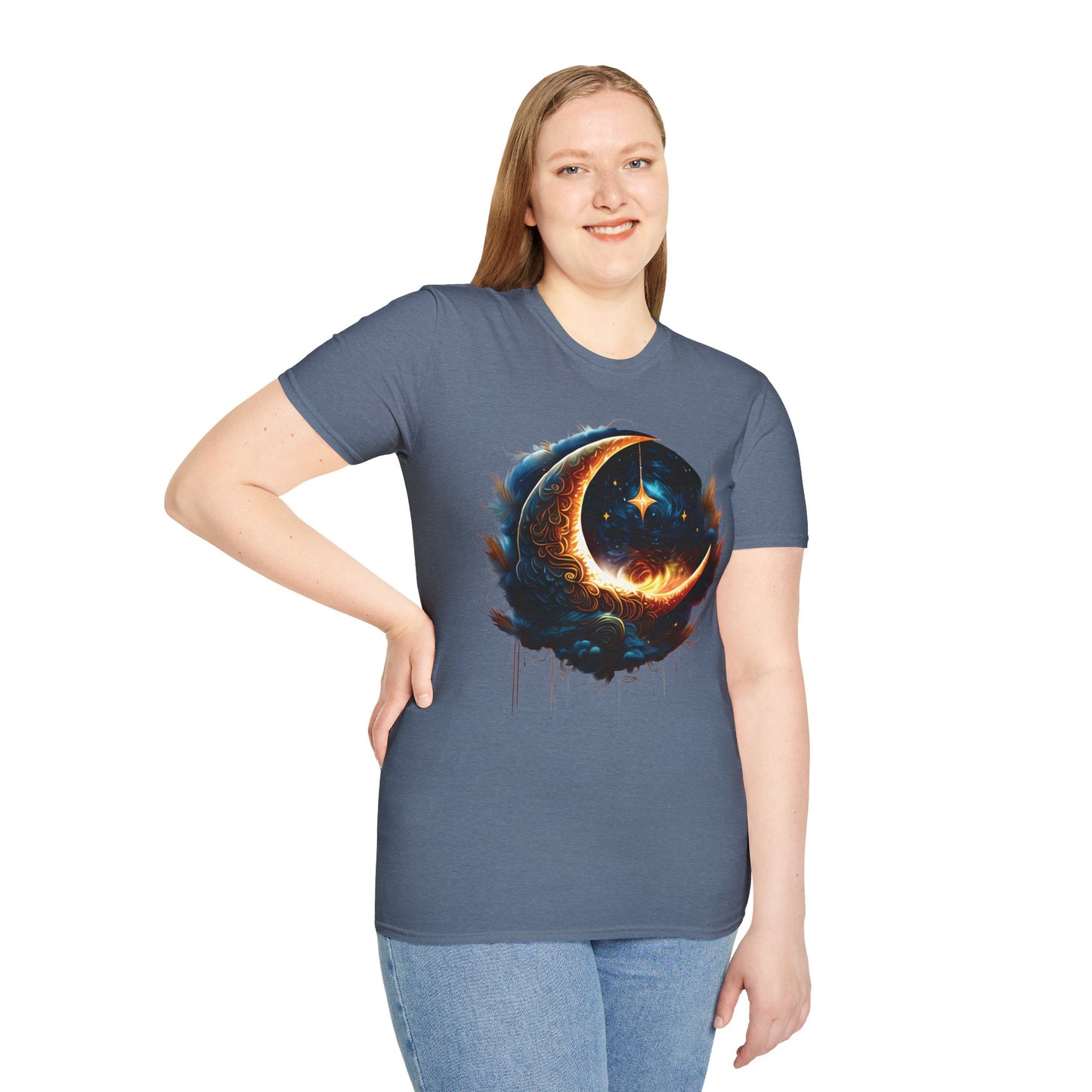 CELESTIAL, MYSTICAL MOON. Cotton, Short Sleeve, Crew Neck Tee