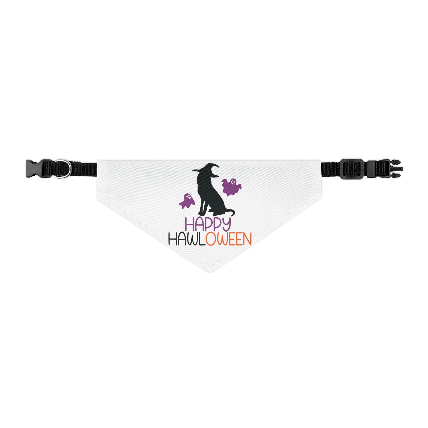 HAPPY HAWLOWEEN. HALLOWEEN PET HUMOR. Pet Bandana Collar in Four Sizes.