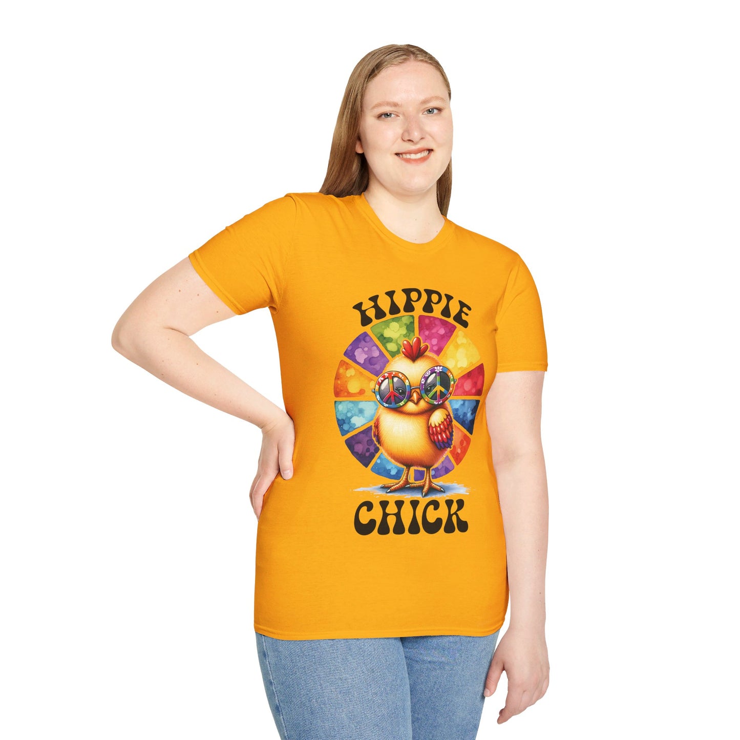 HIPPIE CHICK. Cotton, Short Sleeve, Crew Neck Tee.