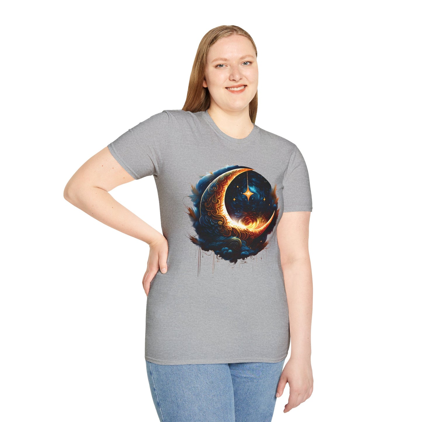 CELESTIAL, MYSTICAL MOON. Cotton, Short Sleeve, Crew Neck Tee