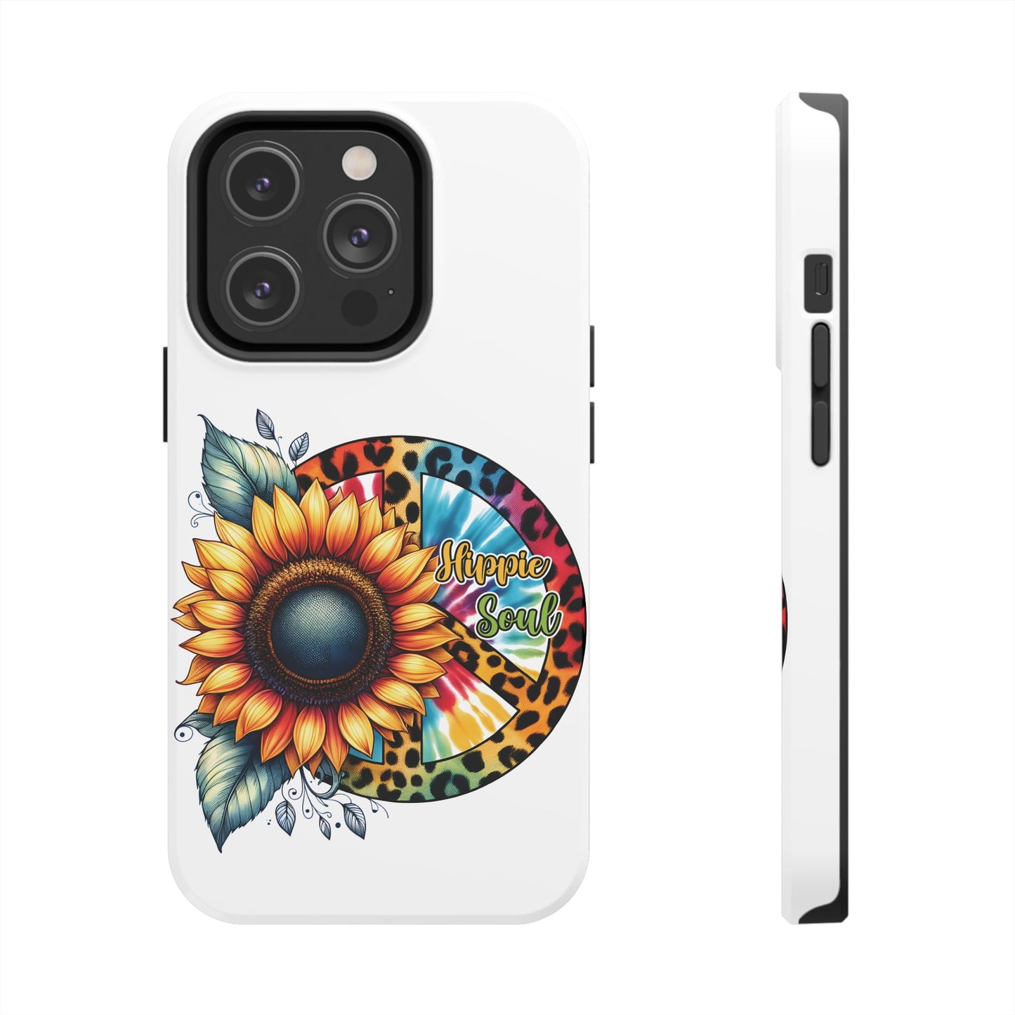 HIPPIE SOUL, SUNFLOWER, PEACE SYMBOL. Tough Phone Case.