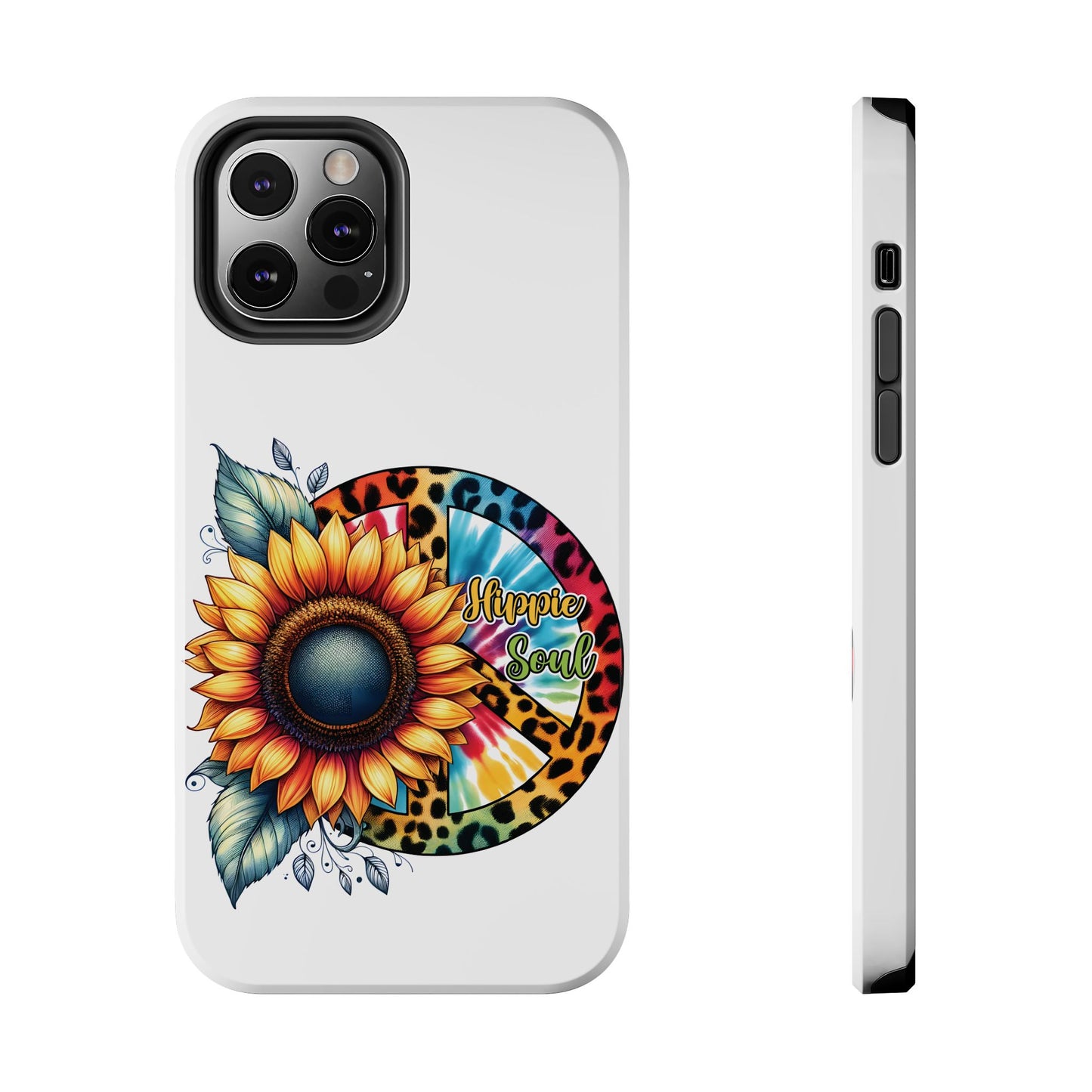 HIPPIE SOUL, SUNFLOWER, PEACE SYMBOL. Tough Phone Case.