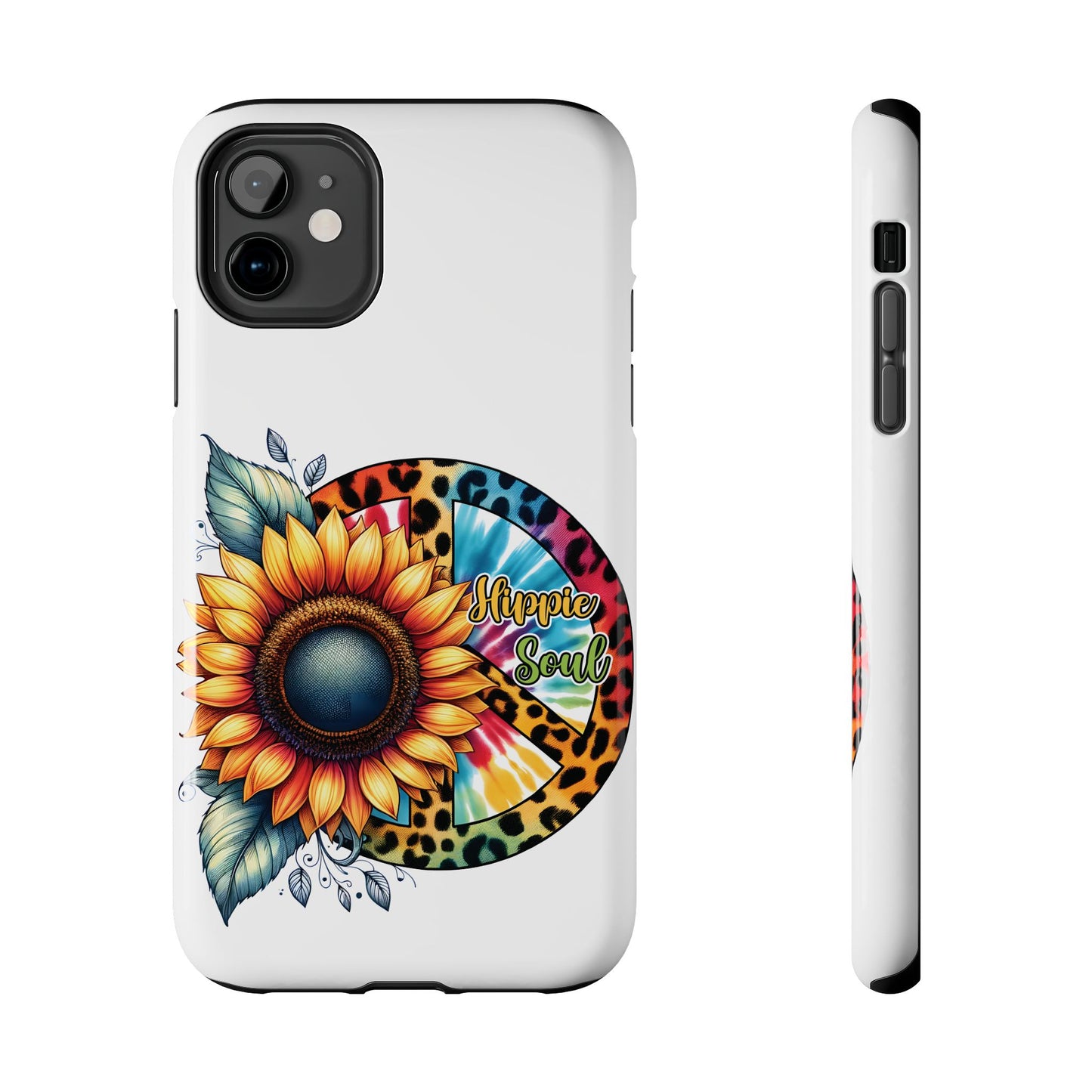 HIPPIE SOUL, SUNFLOWER, PEACE SYMBOL. Tough Phone Case.
