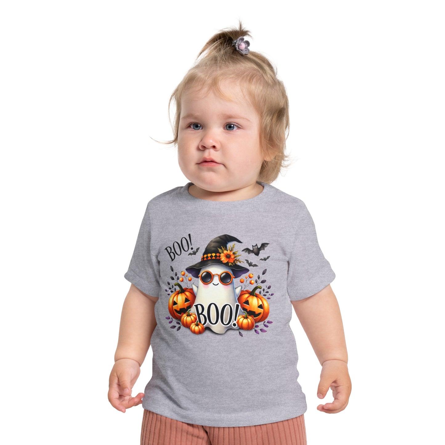CUTE GHOST and PUMPKINS, TRICK OR TREAT, HALLOWEEN. Baby Short Sleeve T-Shirt