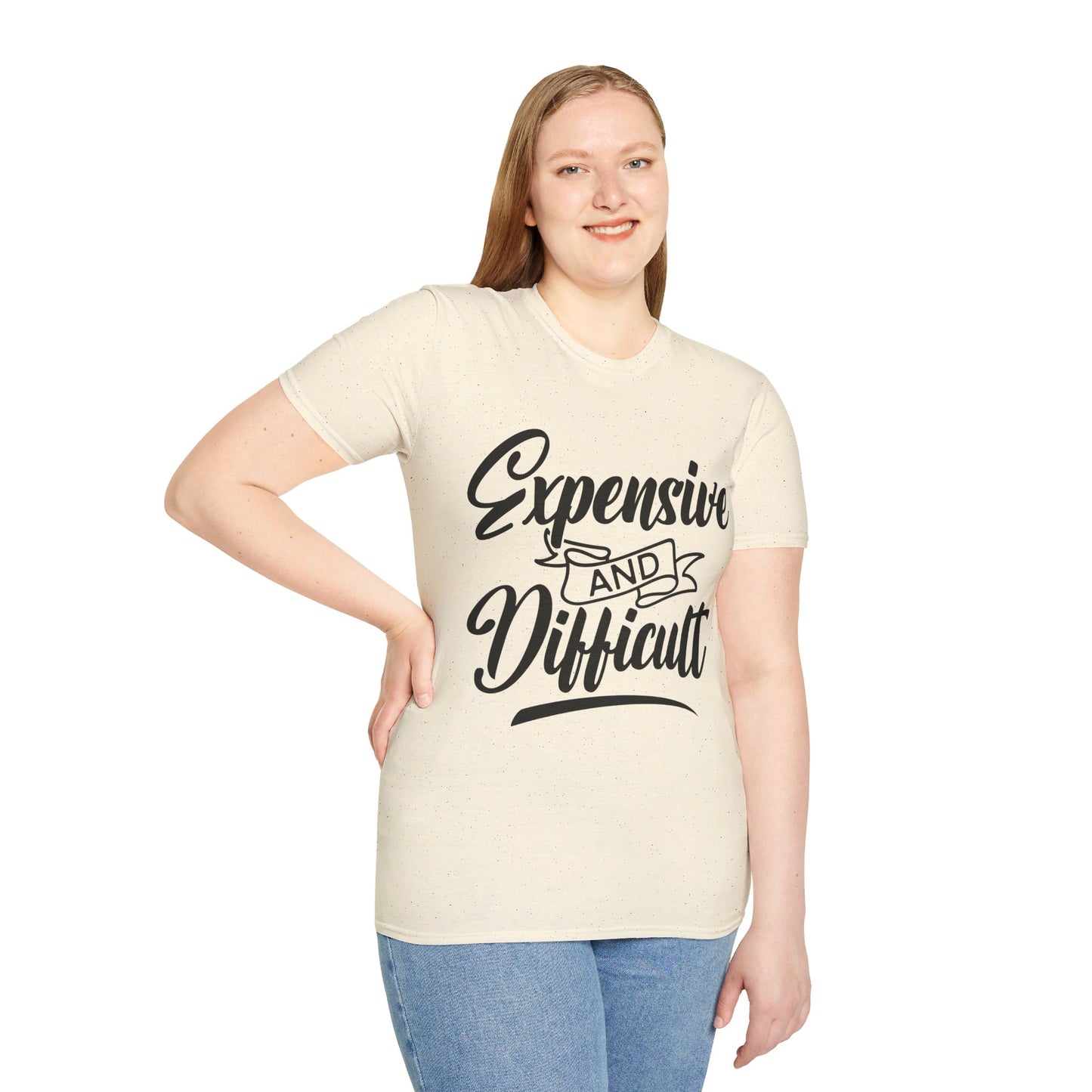 EXPENSIVE AND DIFFICULT. Cotton, Short Sleeve, Crew Neck Tee.
