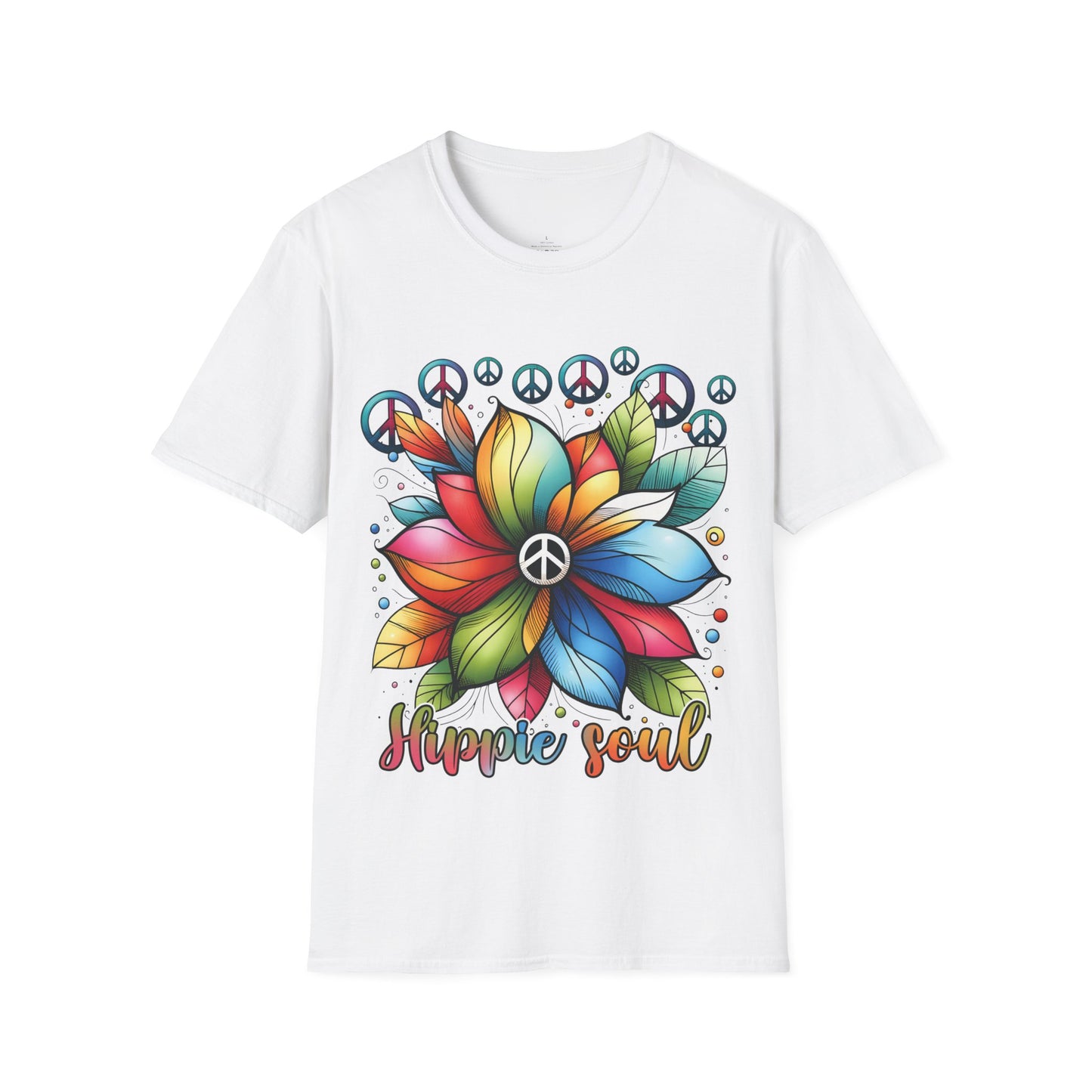 HIPPIE SOUL, PEACE SIGN. Cotton, Short Sleeve, Crew Neck Tee.