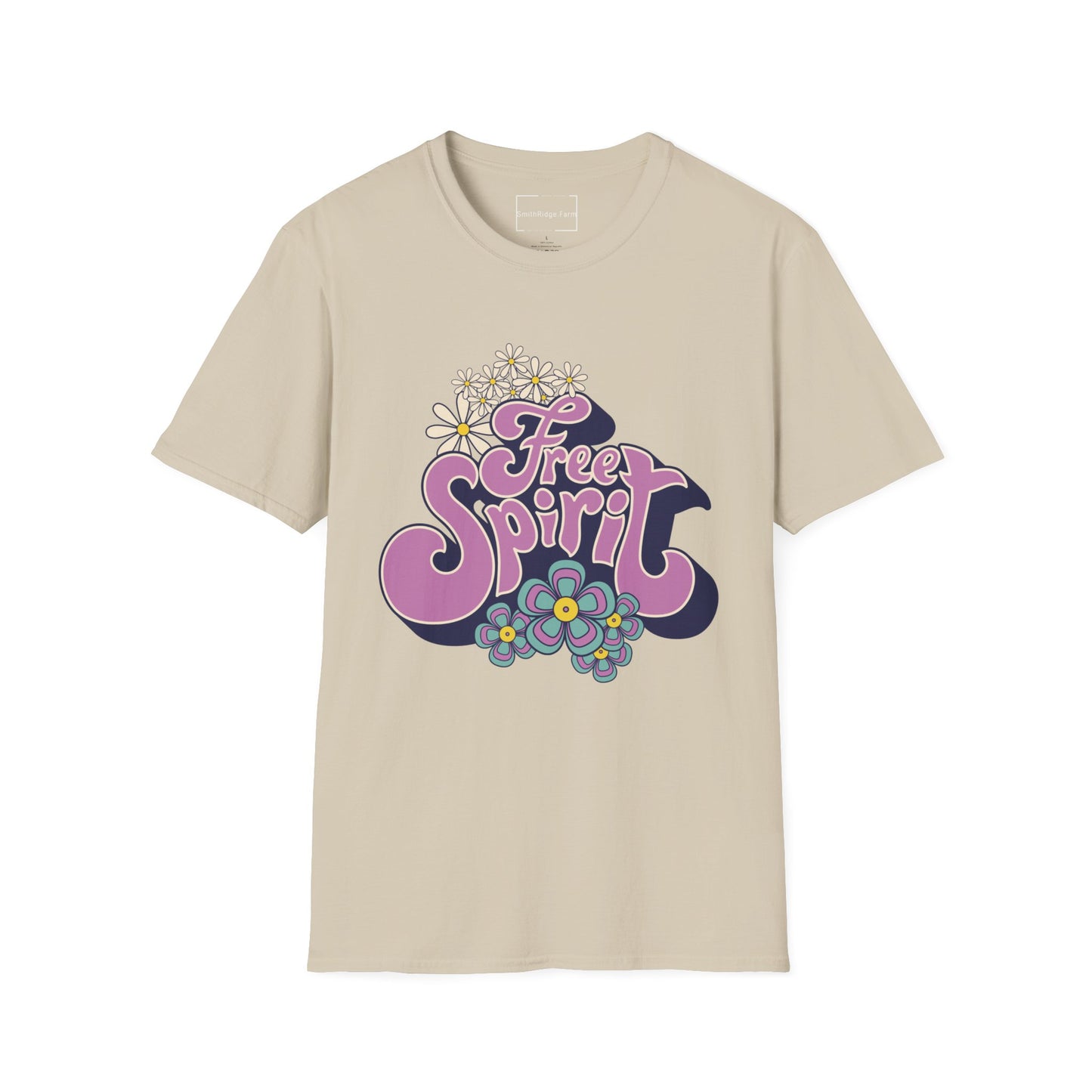 FREE SPIRIT. Cotton, Short Sleeve, Crew Neck Tee.