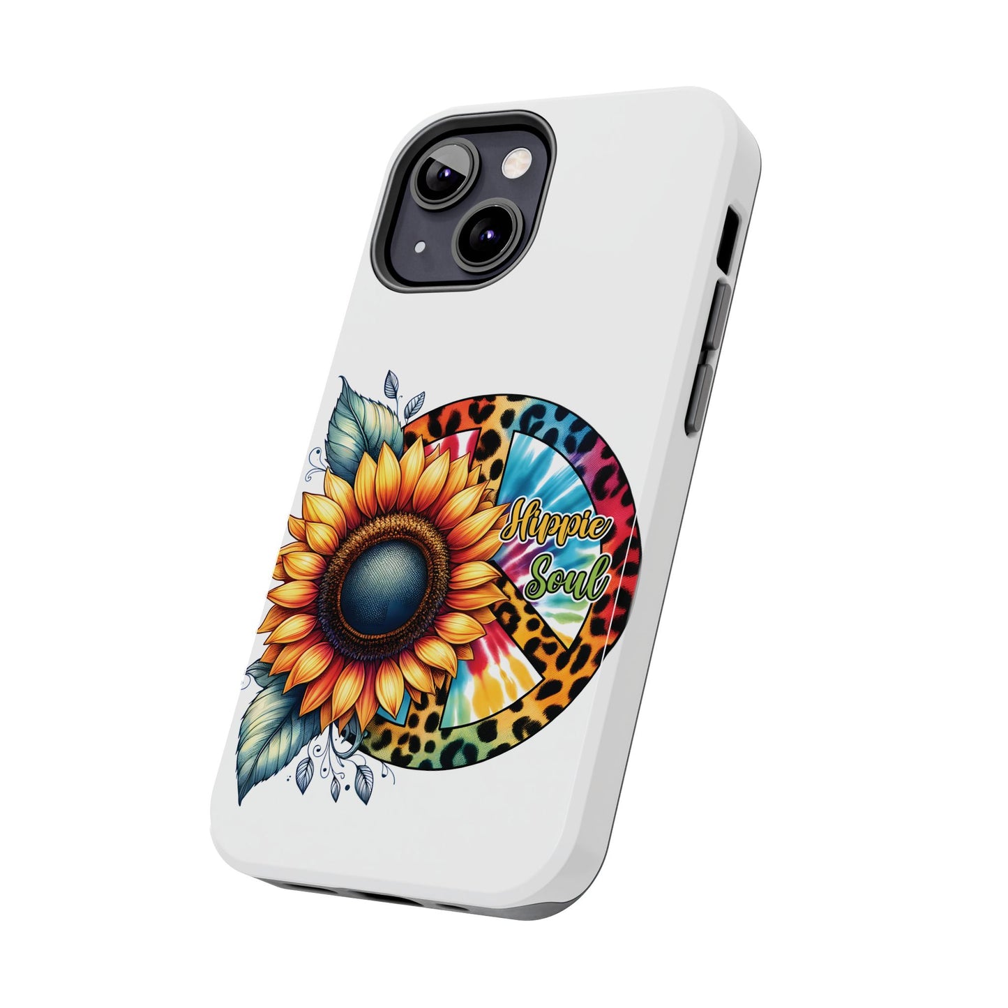 HIPPIE SOUL, SUNFLOWER, PEACE SYMBOL. Tough Phone Case.