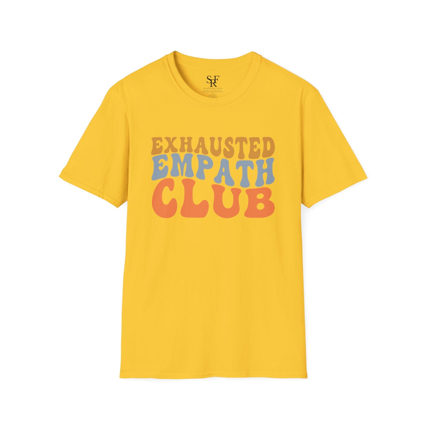 EXHAUSTED EMPATH CLUB. Empath Humor. Cotton, Short Sleeve, Crew Neck T-Shirt