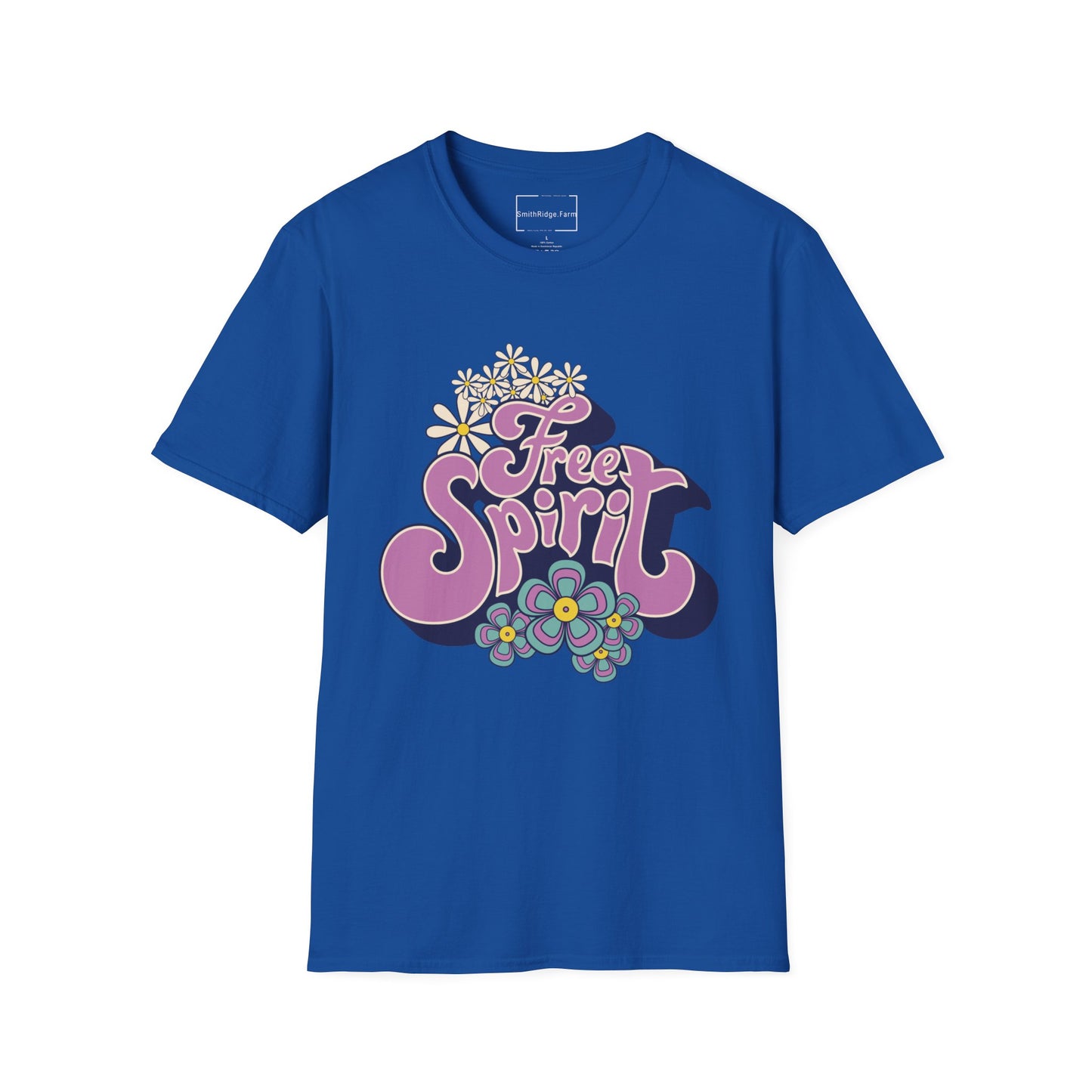 FREE SPIRIT. Cotton, Short Sleeve, Crew Neck Tee.