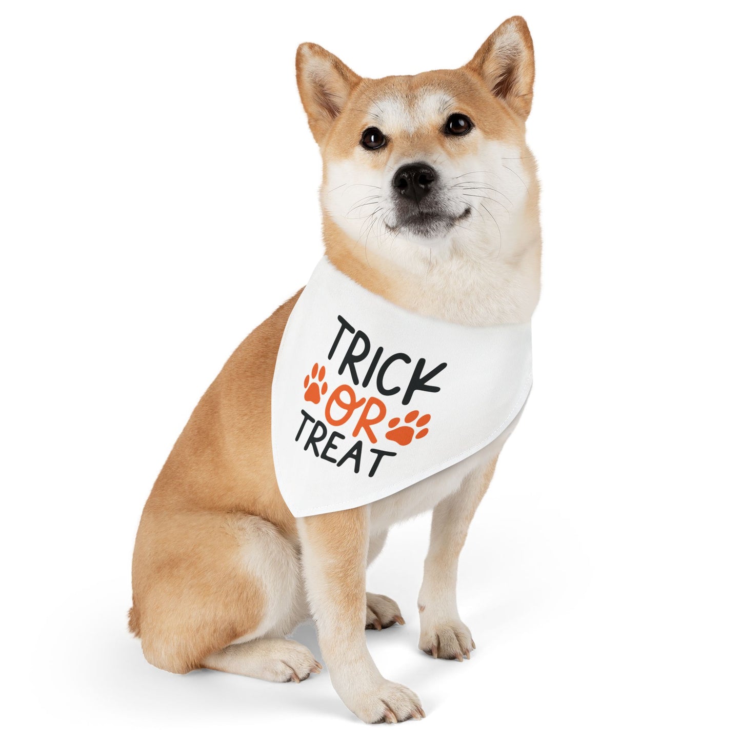 TRICK OR TREAT. HALLOWEEN PET HUMOR. Pet Bandana Collar in Four Sizes.