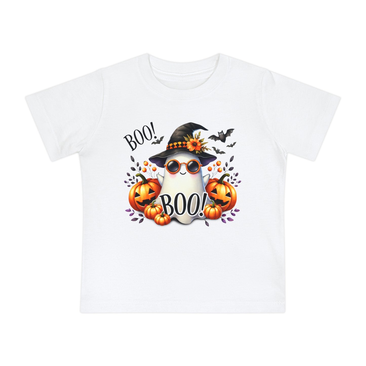 CUTE GHOST and PUMPKINS, TRICK OR TREAT, HALLOWEEN. Baby Short Sleeve T-Shirt