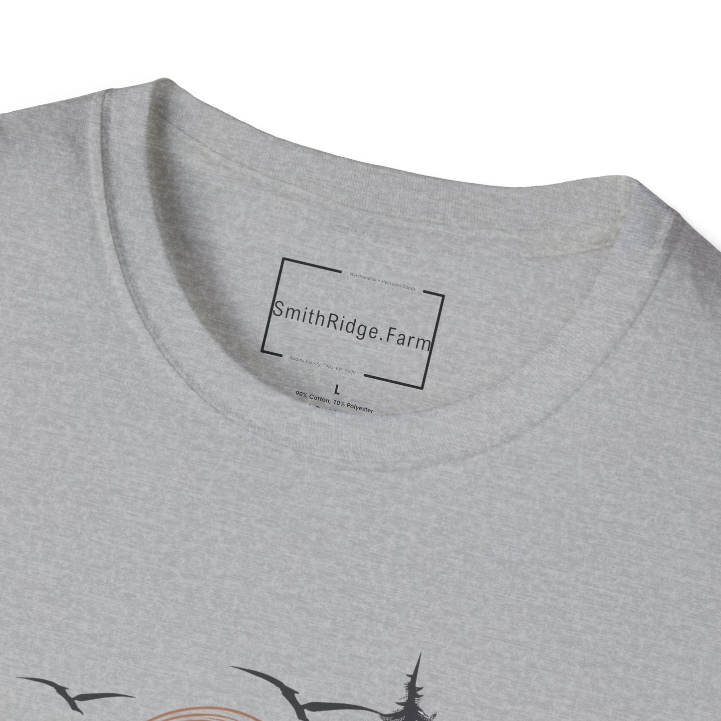 LIFE IS BETTER AROUND HERE. CABIN IN THE WOODS. Cotton, Short Sleeve, Crew Neck Tee.