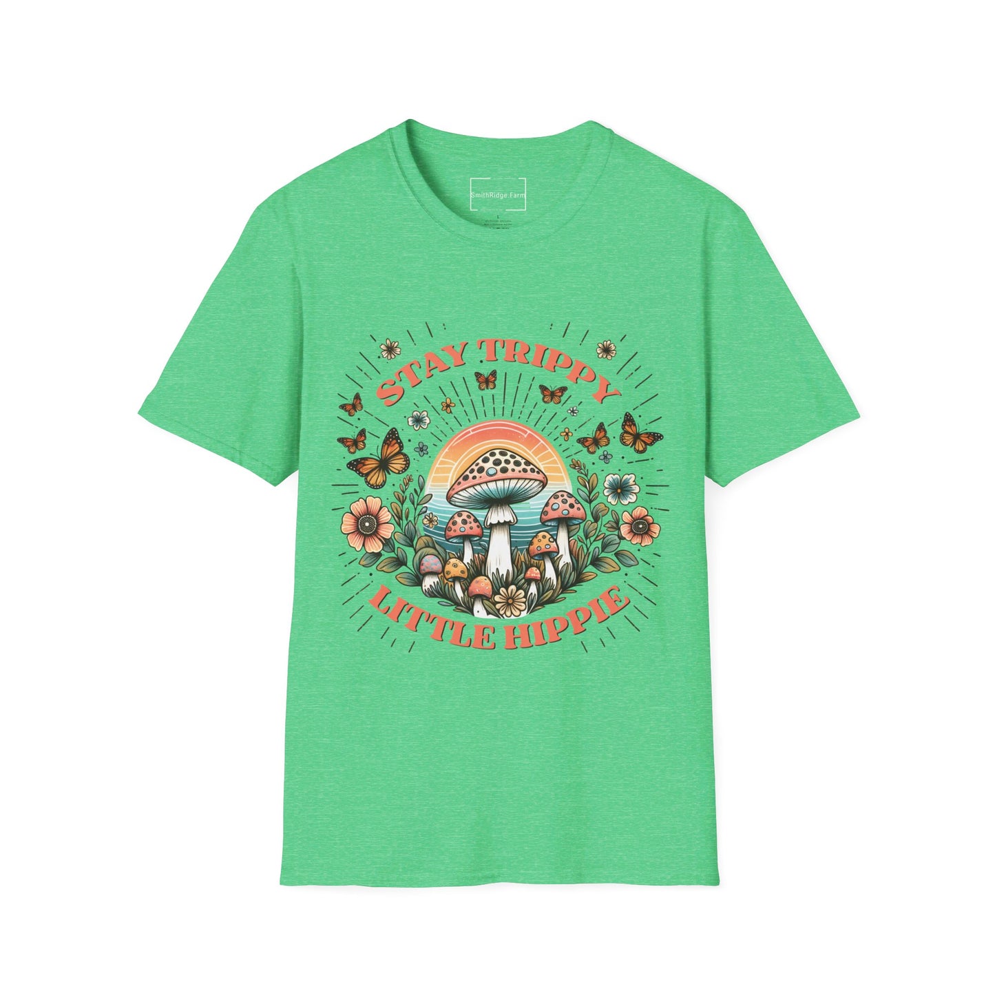 STAY TRIPPY LITTLE HIPPIE. Cotton, Short Sleeve, Crew Neck Tee.