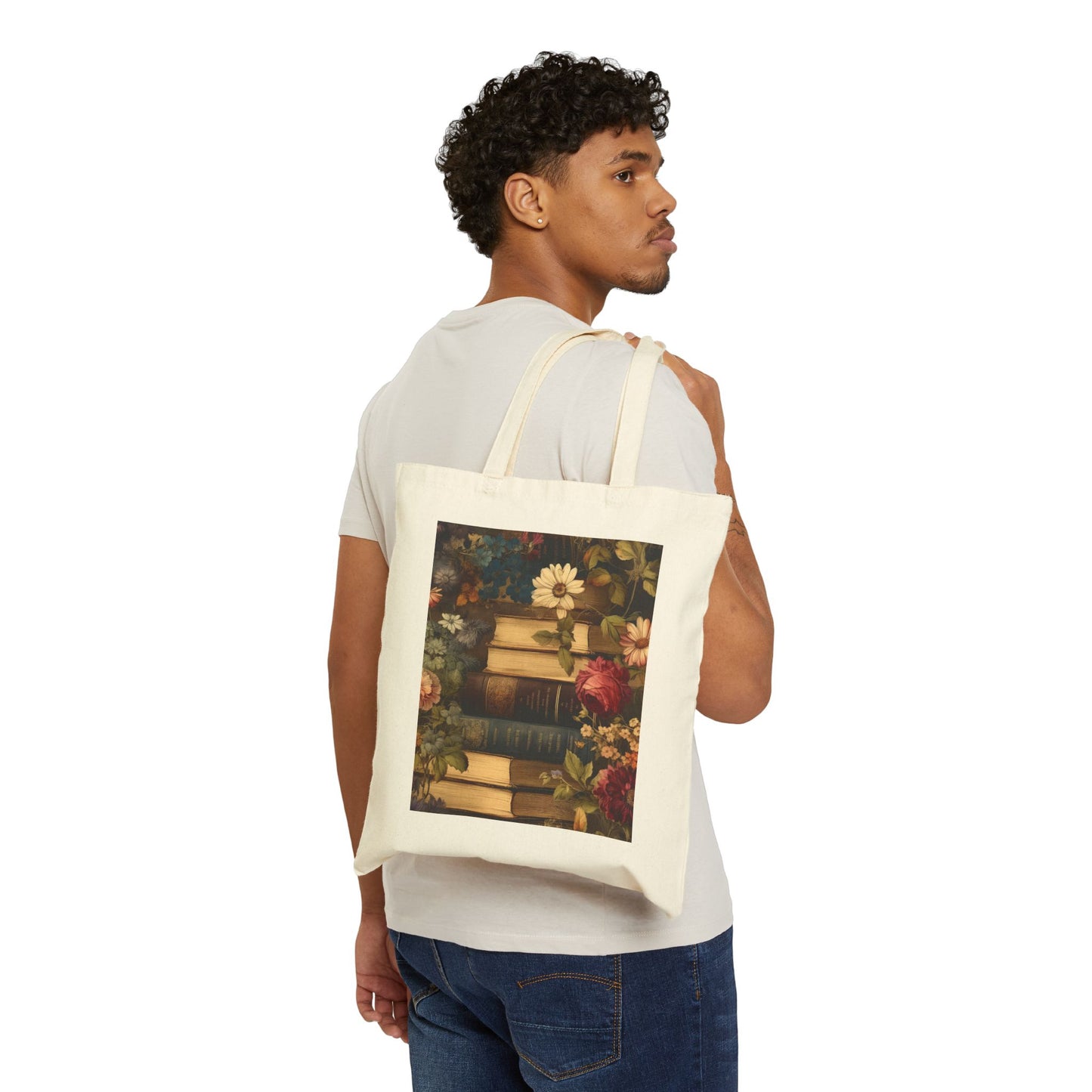 I LOVE BOOKS. I LOVE READING. BOOK LOVER. Cotton Canvas Tote Bag in Black or Natural.