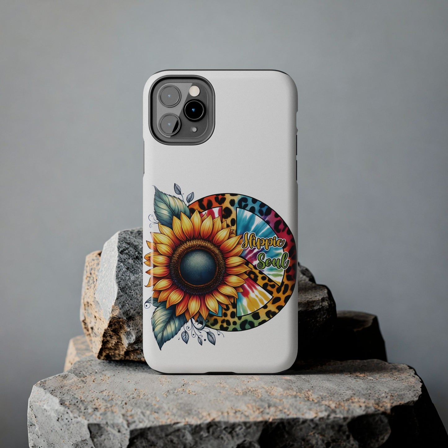 HIPPIE SOUL, SUNFLOWER, PEACE SYMBOL. Tough Phone Case.