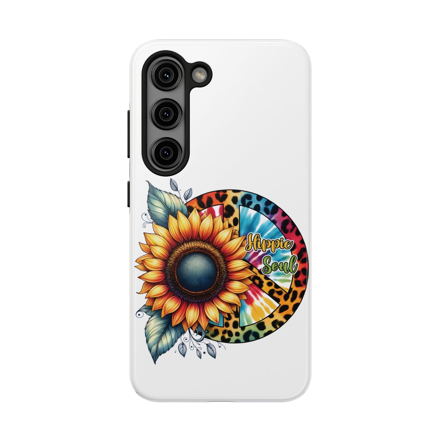HIPPIE SOUL, SUNFLOWER, PEACE SYMBOL. Tough Phone Case.