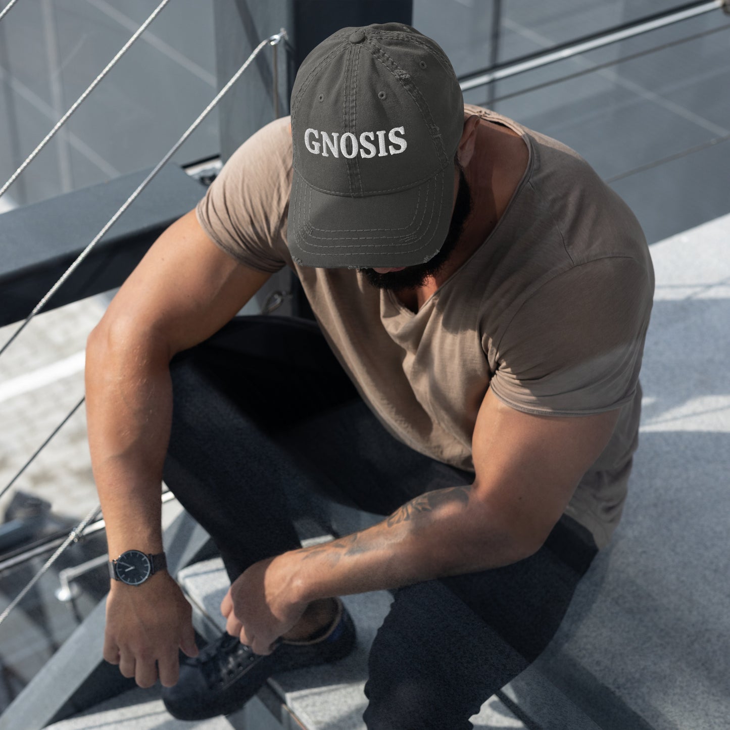 GNOSIS Embroidered, Adjustable, Distressed Dad Hat