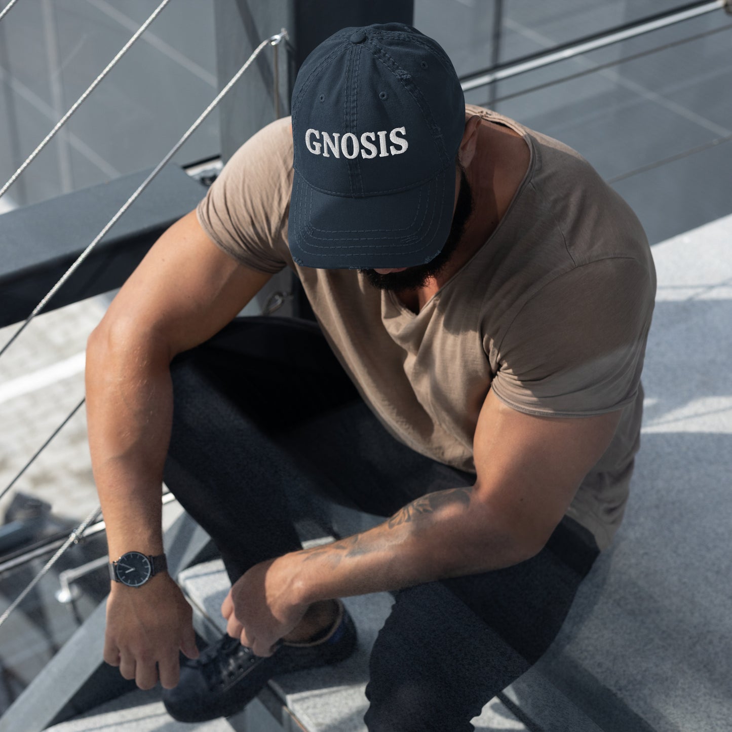 GNOSIS Embroidered, Adjustable, Distressed Dad Hat