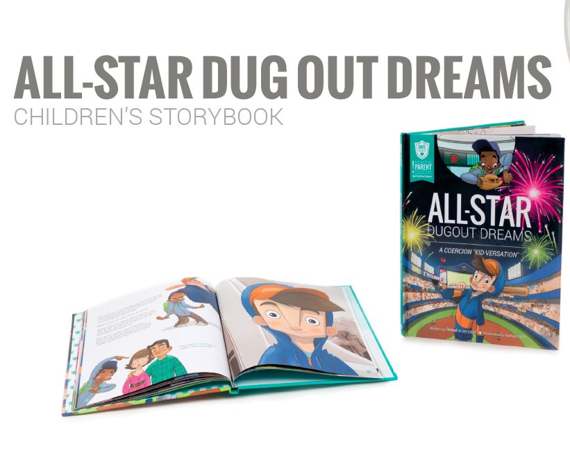 All-Star Dug Out Dreams, a Children's Storybook, by Damsel in Defense and their SafeHearts Children's Book Collection, available for purchase on SherriFowler.com