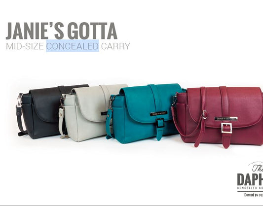 Janie's Gotta mid-size conceal carry purse by Damsel in Defense at SherriFowler.com, plenty of room to carry your daily necessities along with your favorite concealed carry