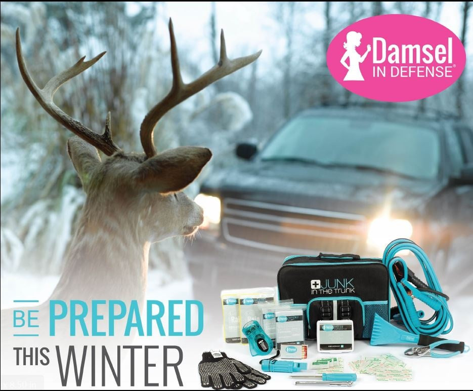 Junk In The Trunk Auto Emergency Kit by Damsel in Defense, #LiveSafeOhio, self-defense and educational products for adults and children. Together we can change our statistics and Live Safe Ohio.