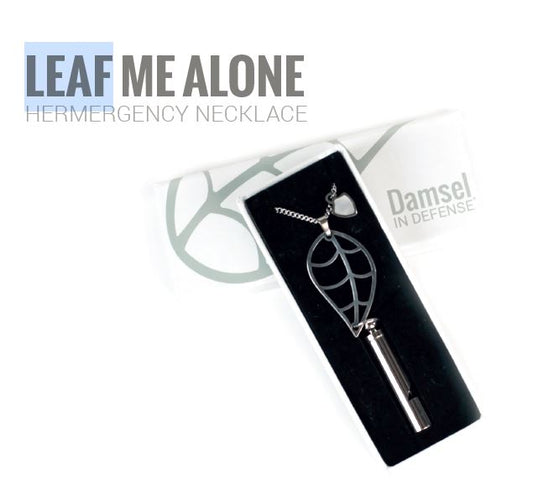 Leaf Me Alone Necklace Personal Alarm by Damsel in Defense, #LiveSafeOhio, self-defense and educational products for adults and children. Together we can change our statistics and Live Safe Ohio.