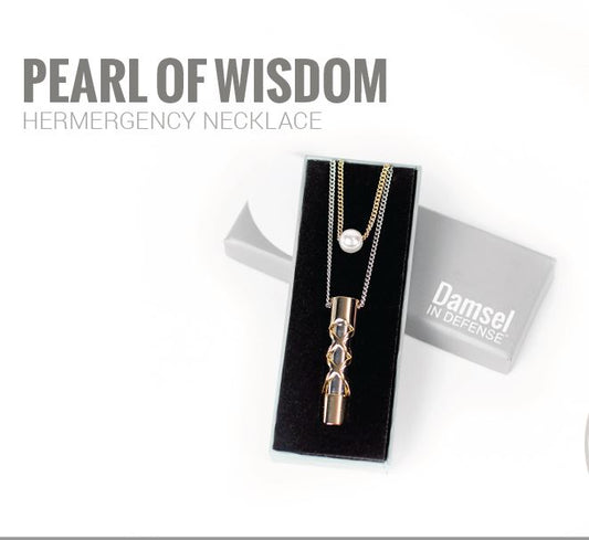 Pearl of Wisdom Necklace Personal Alarm by Damsel in Defense, #LiveSafeOhio, self-defense and educational products for adults and children. Together we can change our statistics and Live Safe Ohio.