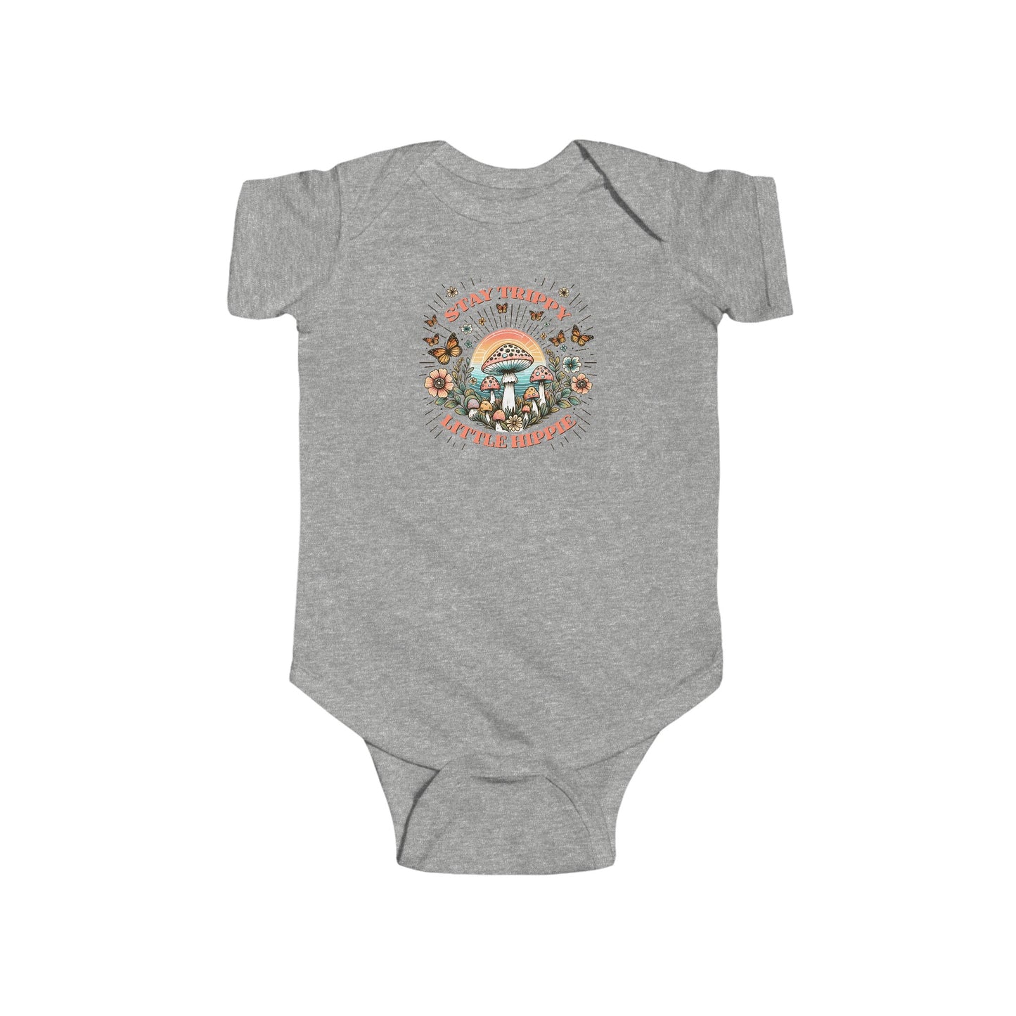 STAY TRIPPY LITTLE HIPPIE. Infant Fine Jersey Bodysuit.