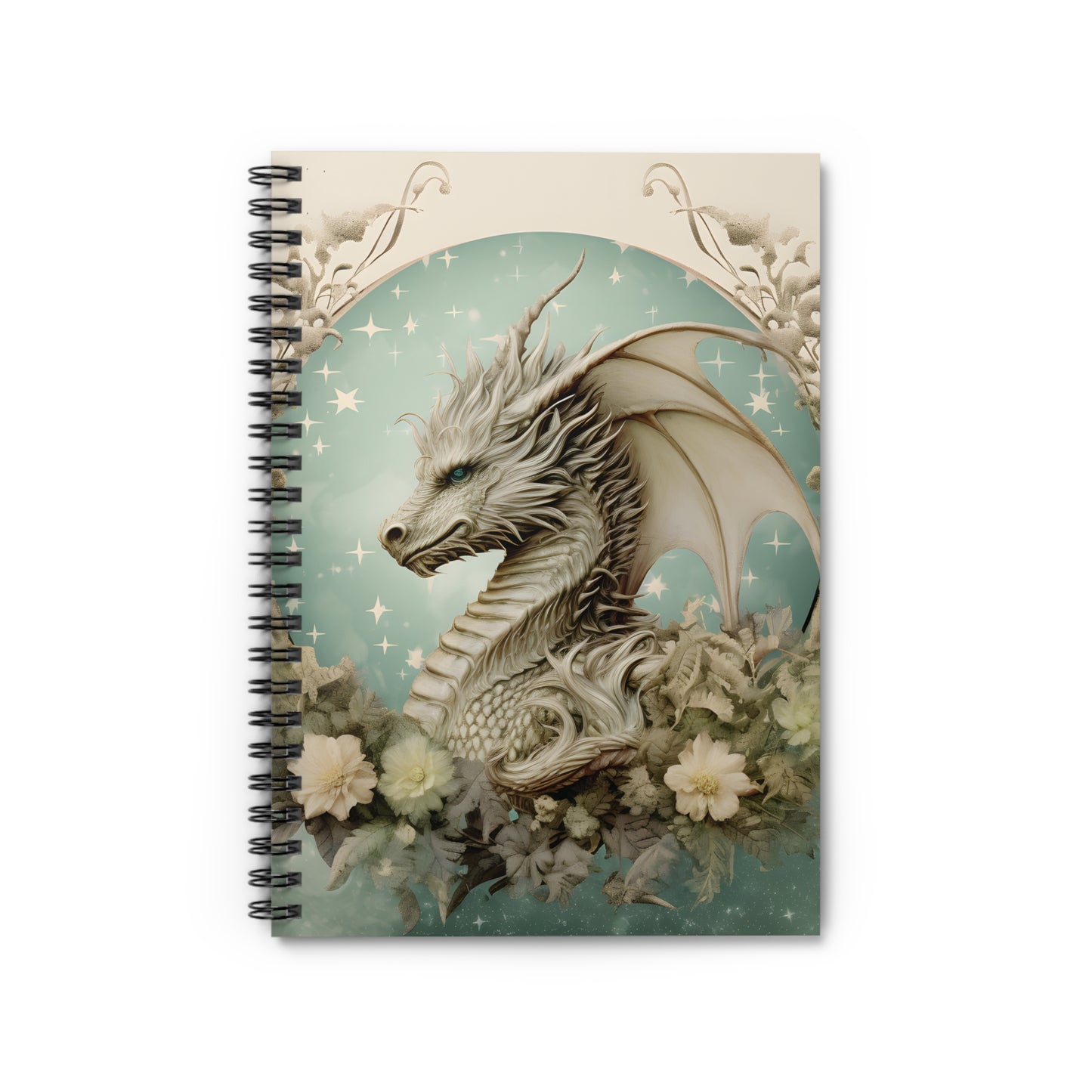 DRAGON LOVER, PROTECTIVE DRAGON. FULL MOON, MOON LOVER. Spiral Notebook, Ruled Line, Diary, Journal.